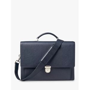 Aspinal of London City Leather Laptop Briefcase - Navy - Unisex