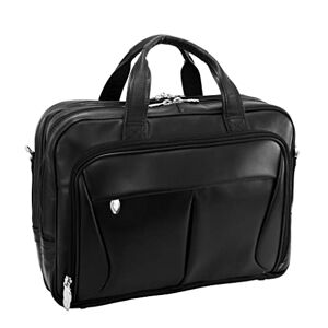 McKleinUSA R Series, Pearson, Top Grain Cowhide Leather, 17"" Leather Expandable Double Compartment Laptop Briefcase, Black (84565)", one Size