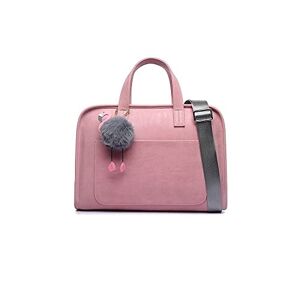 Zxsxdsax Laptop Bag Fashion Pu Waterproof Scratch Resistant Laptop Briefcase 13 14 15.6 Inch Notebook Shoulder Bag Carry Case Handbag For Women(Color:Pink-S,Size:13-14-Inch)