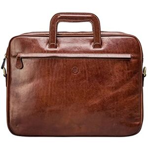 Maxwell Scott Luxury Leather Document Case The Tutti Handmade in Italy Chestnut Tan Brown