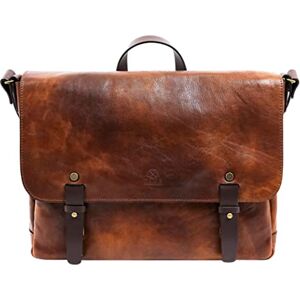 Time Resistance Leather Briefcase Messenger Bag For Laptop Full Grain Leather Shoulder Bag For Men And Women