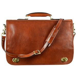 Time Resistance Leather Briefcase Hand-Crafted Shoulder Messenger Bag For Laptop Up To 15 Inch Light Brown