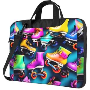 Breaux Colorful Roller Skates Printing Computer Bag, Men'S And Women'S Laptop Bags, With Handle Ultra-Thin Computer Bag, Black, 14 Inch