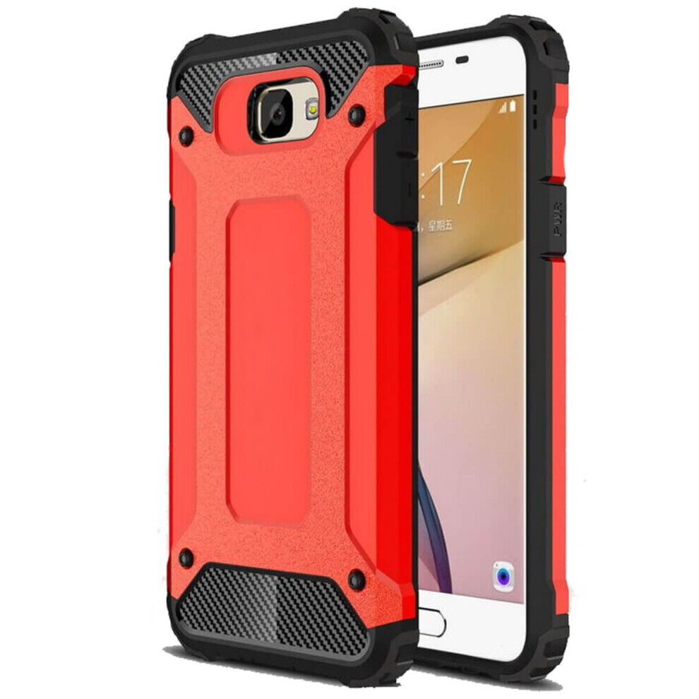 Unbranded (Red, For Samsung Galaxy S7 edge) Hybrid Armor Shockproof Rugged Bumper Case For