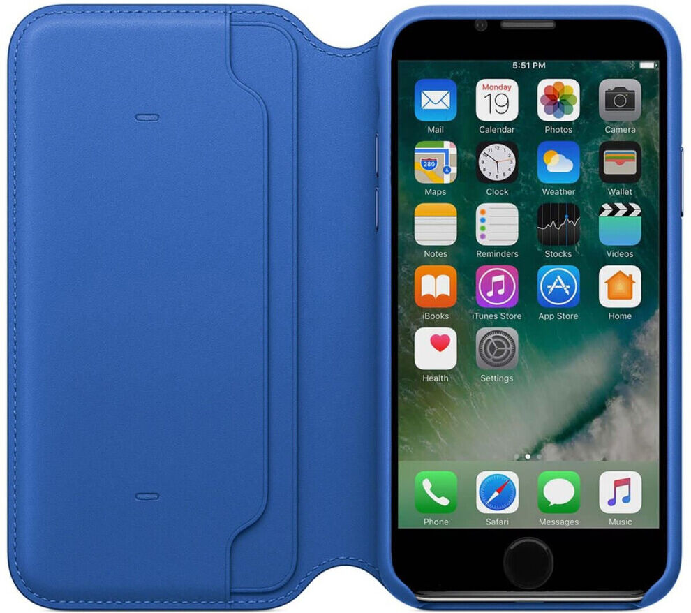 Unbranded (Blue, For Apple iPhone 6s) Genuine Leather Folio Flip Wallet Case Cover For App