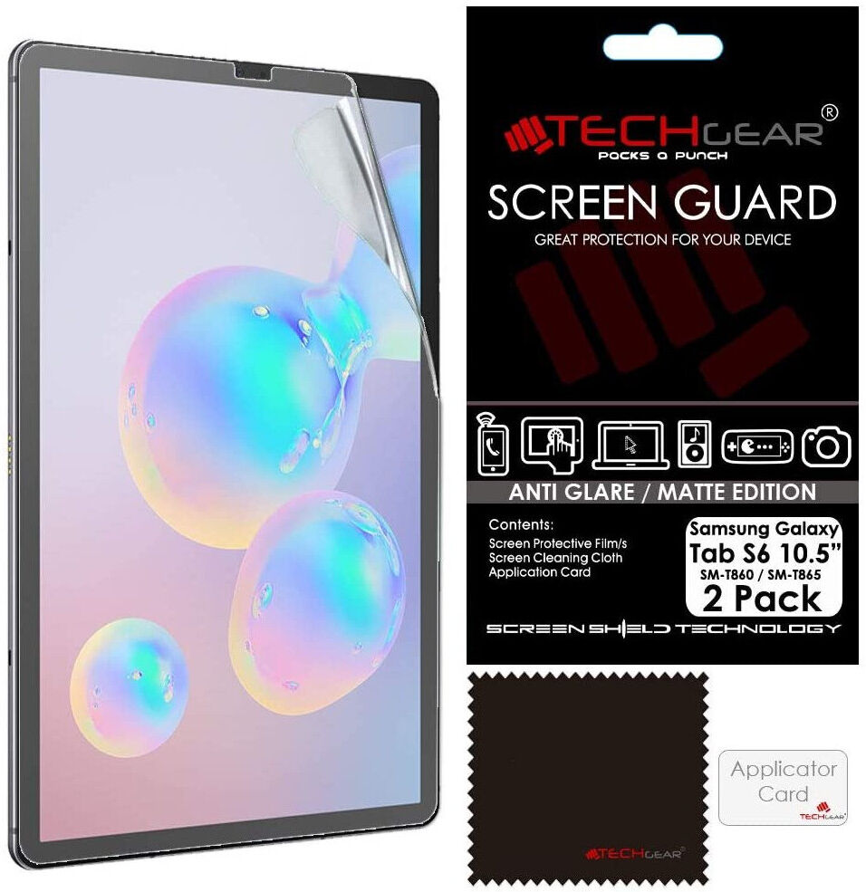 TECHGEAR 2 Pack Galaxy Tab S6 10.5" Anti Glare Screen Protectors (SM-T860 / SM-T