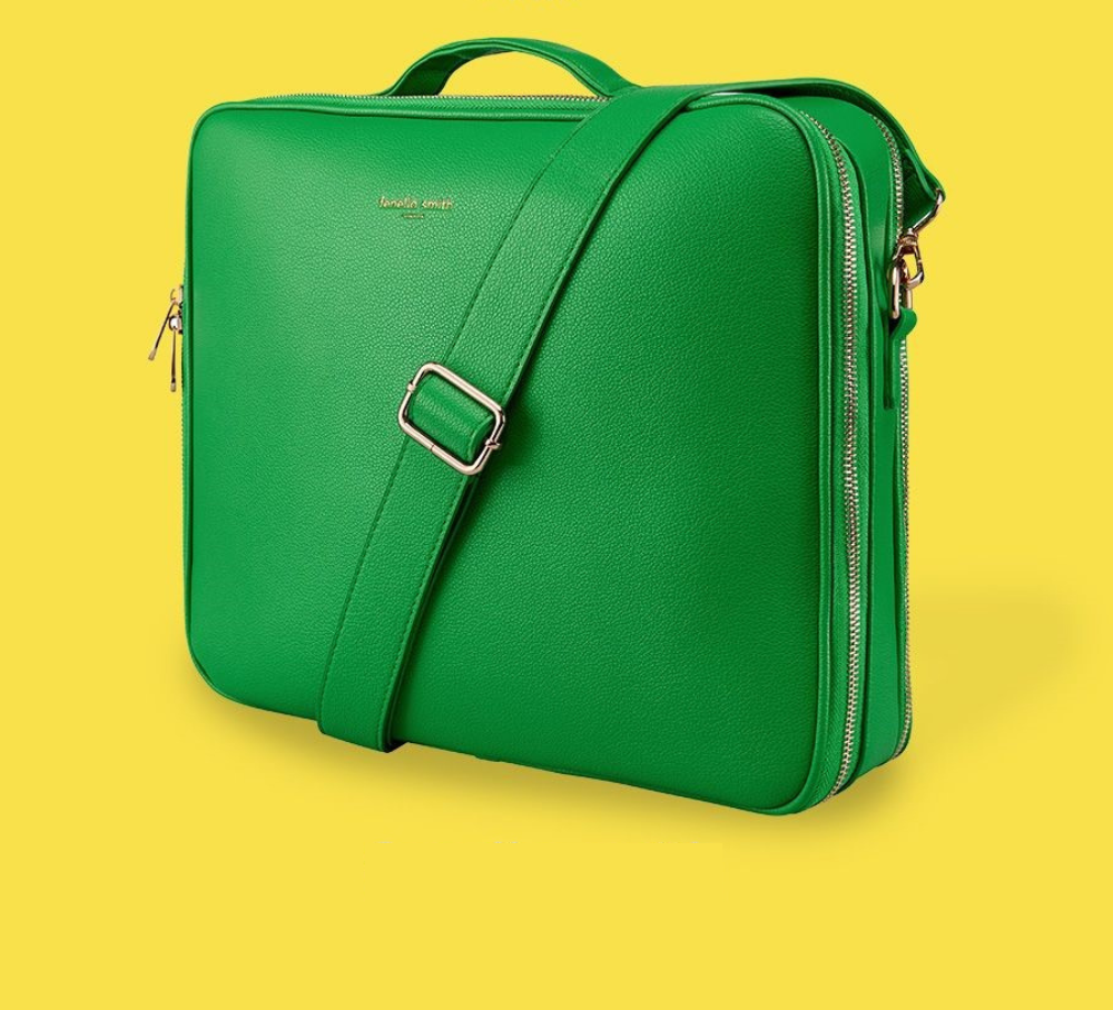 Green Vegan Leather Luca Laptop Bag A Bag Perfect For Laptops And Other Essentials Fenella Smith Female