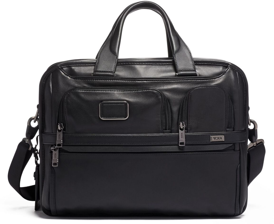 Tumi Alpha 3 Expandable Organizer Leather Laptop Brief - Black