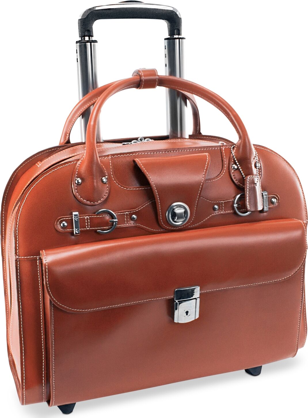 McKlein Edgebrook Leather Wheeled Laptop Briefcase - Brown