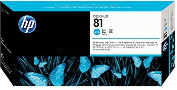 HP Original HP DesignJet 5000 Tintenpatrone (81 / C 4951 A) cyan, Inhalt: 13 ml - ersetzt Druckerpatrone 81 / C4951A für HP DesignJet5000