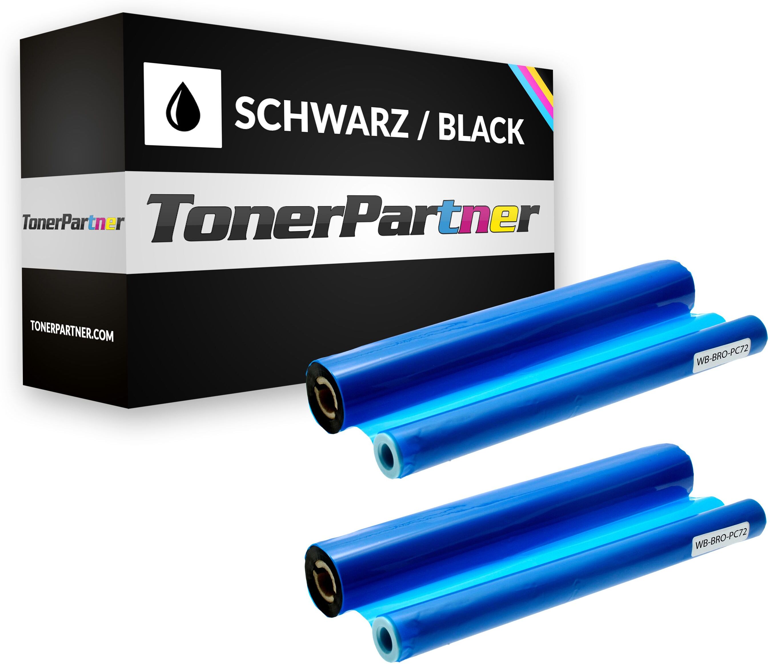 TonerPartner Kompatibel zu Brother Fax T 104 Inkfilm (PC-72 RF) schwarz Multipack (2 St.), 140 Seiten, 13,64 Rp pro Seite von TonerPartner