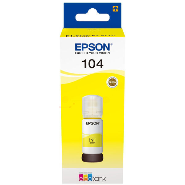 Epson Original Epson EcoTank ET-2710 Tintenpatrone (104 / C 13 T 00P440) gelb, 7.500 Seiten, 0,12 Rp pro Seite, Inhalt: 65 ml