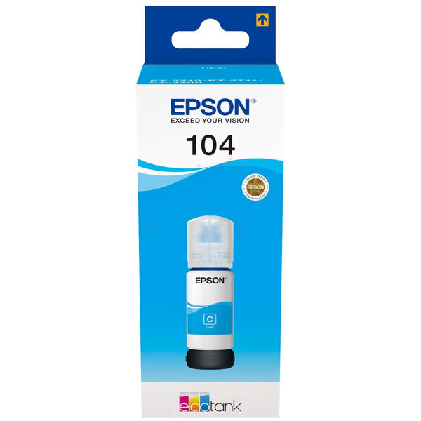 Epson Original Epson C 13 T 00P240 / 104 Tintenpatrone cyan, 7.500 Seiten, 0,12 Rp pro Seite, Inhalt: 65 ml - ersetzt Epson C13T00P240 / 104 Druckerpatrone