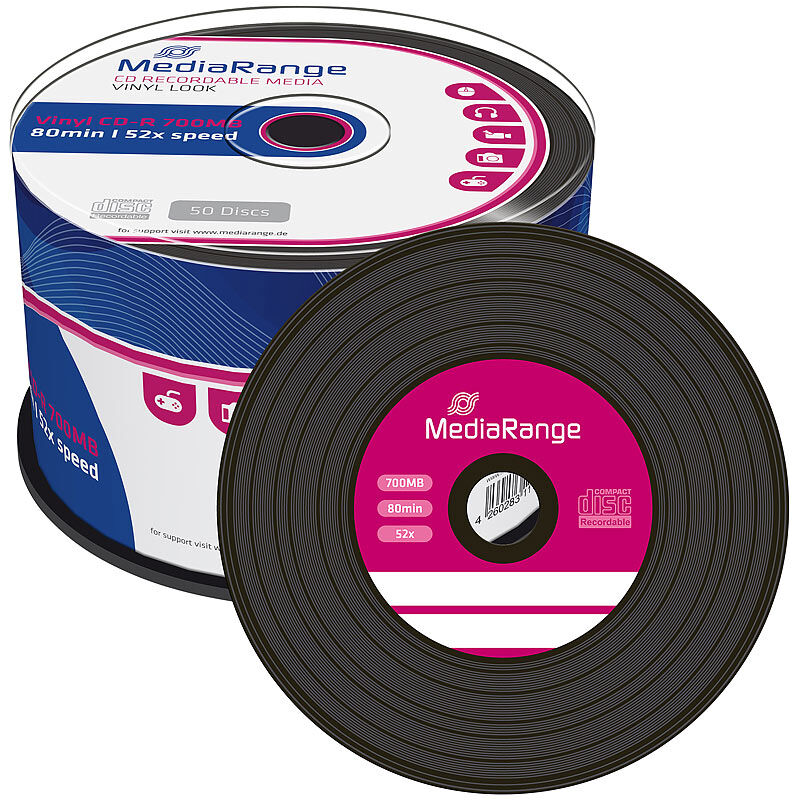 MediaRange Vinyl-Look CD-R 700MB/80Min, 52x, 50er-Spindel
