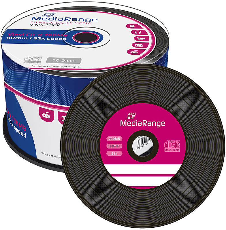 MediaRange Vinyl-Look CD-R 700MB/80Min, 52x, 50er-Spindel