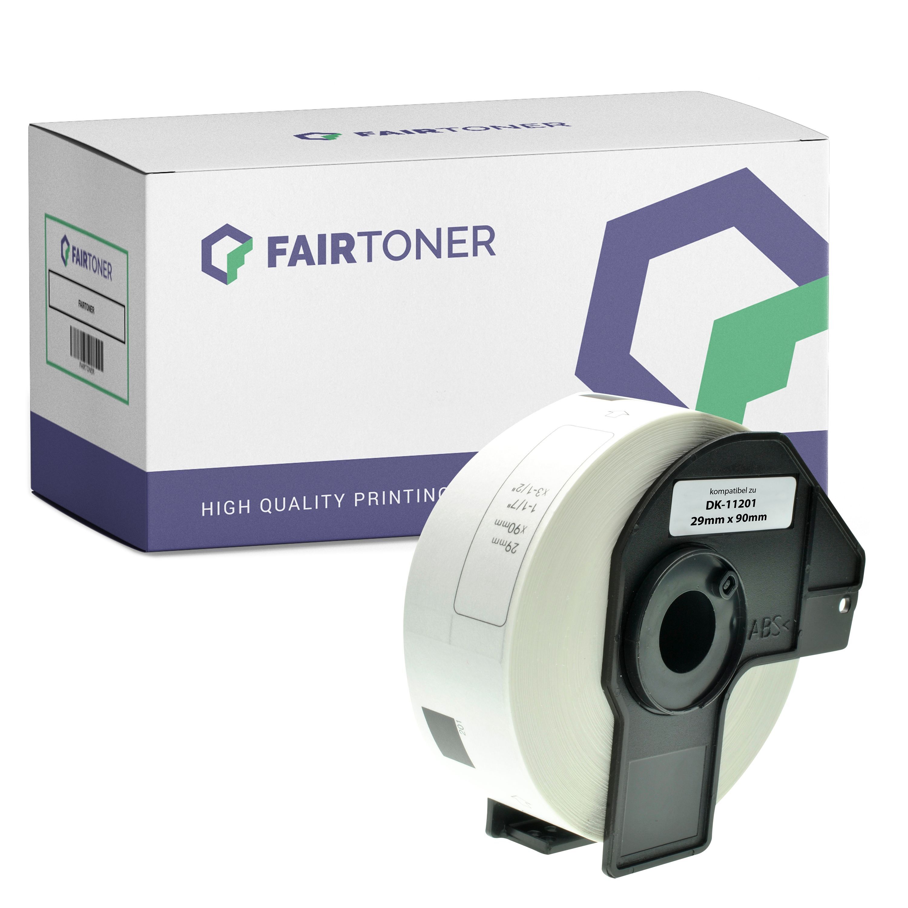 FairToner Kompatibel zu Brother P-Touch QL 600 G (DK-11201) Etikett 400x (29mm x 90mm) WeiÃŸ