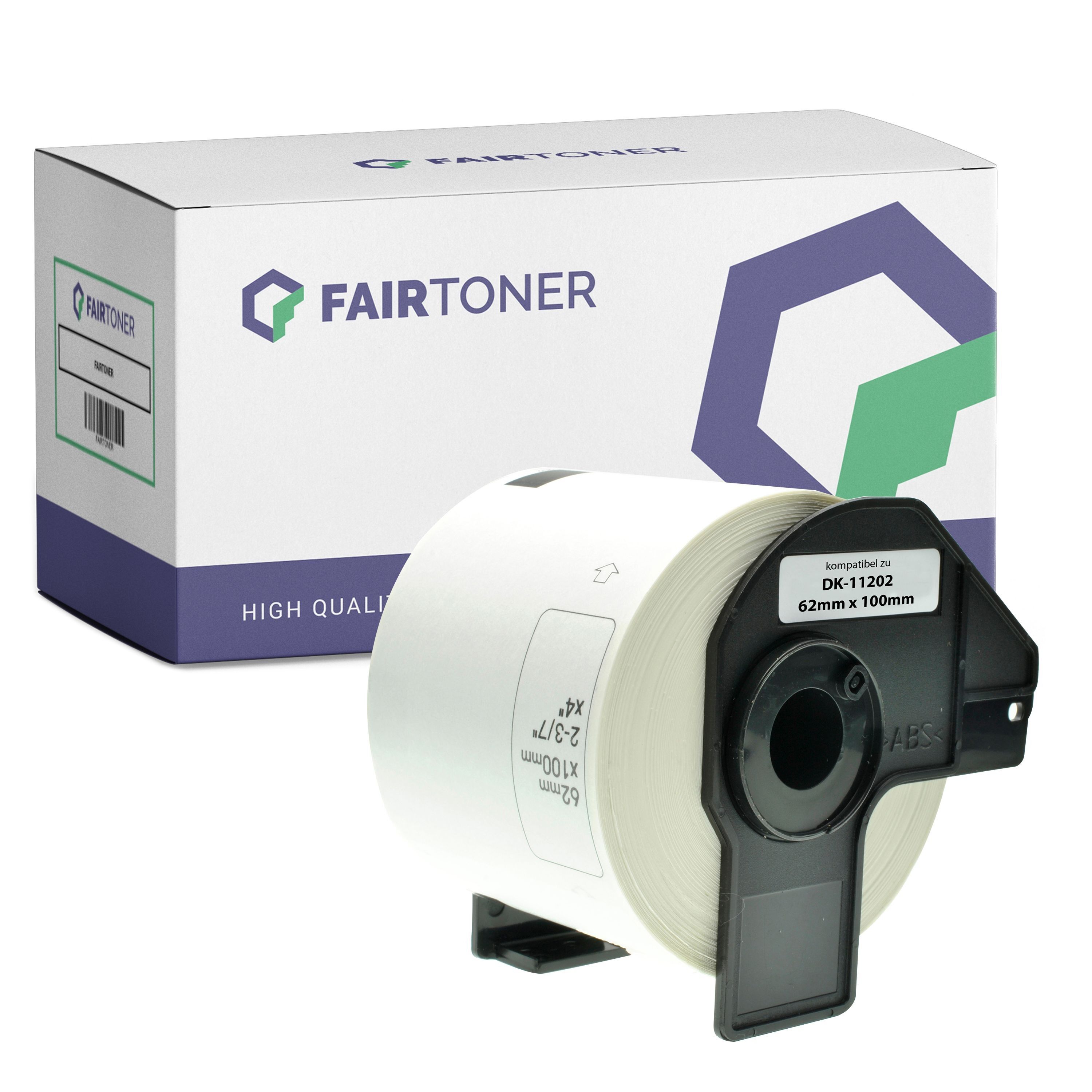 FairToner Kompatibel zu Brother P-Touch QL 600 R (DK-11202) Etikett 300x (62mm x 100mm) WeiÃŸ