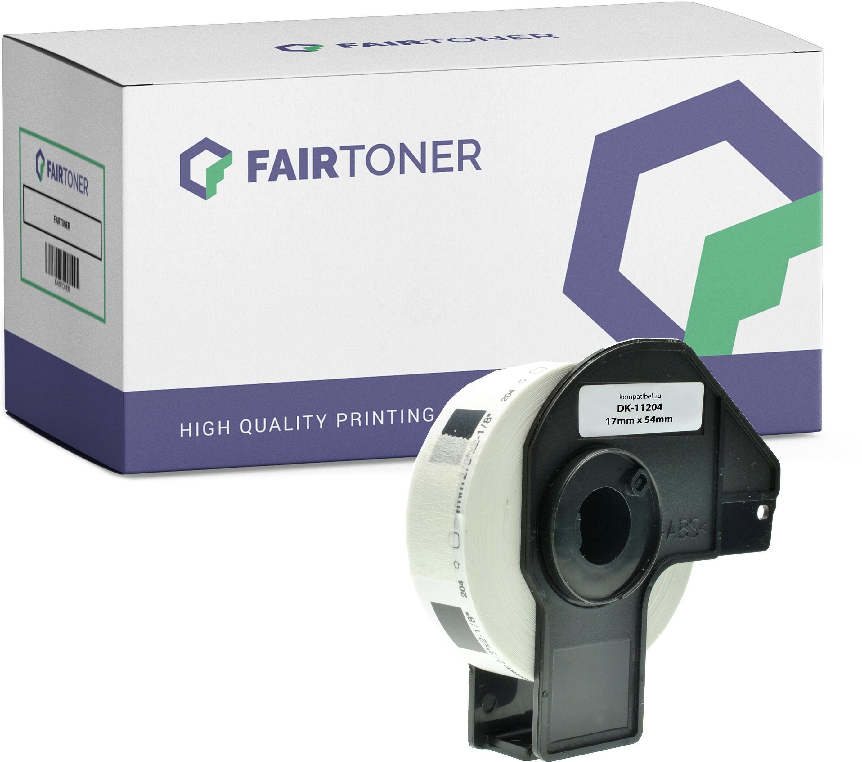 FairToner Kompatibel zu Brother P-Touch QL 580 Series (DK-11204) Etikett 400x (17mm x 54mm) WeiÃŸ