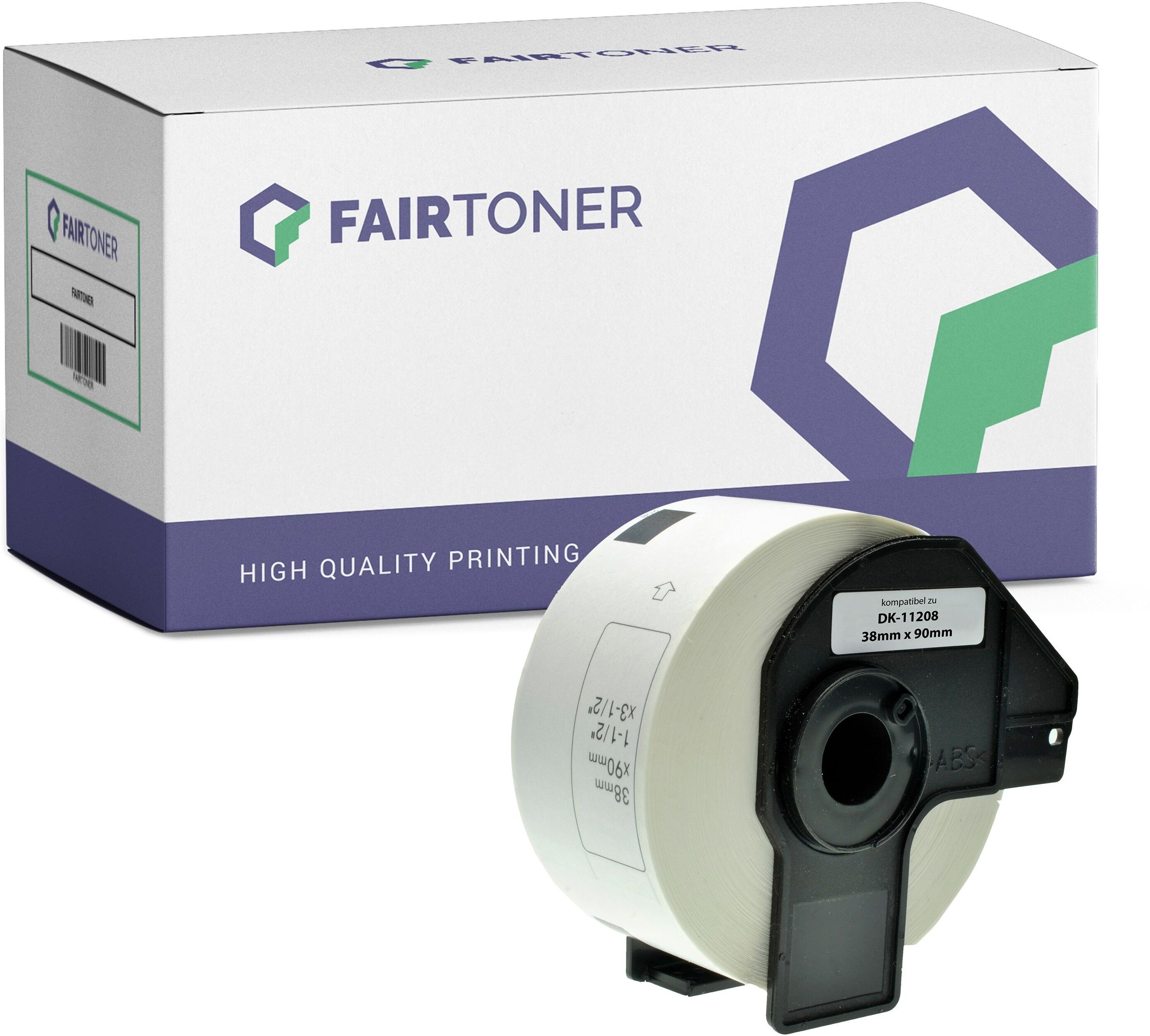 FairToner Kompatibel zu Brother P-Touch QL 650 TD (DK-11208) Etikett 400x (38mm x 90mm) WeiÃŸ