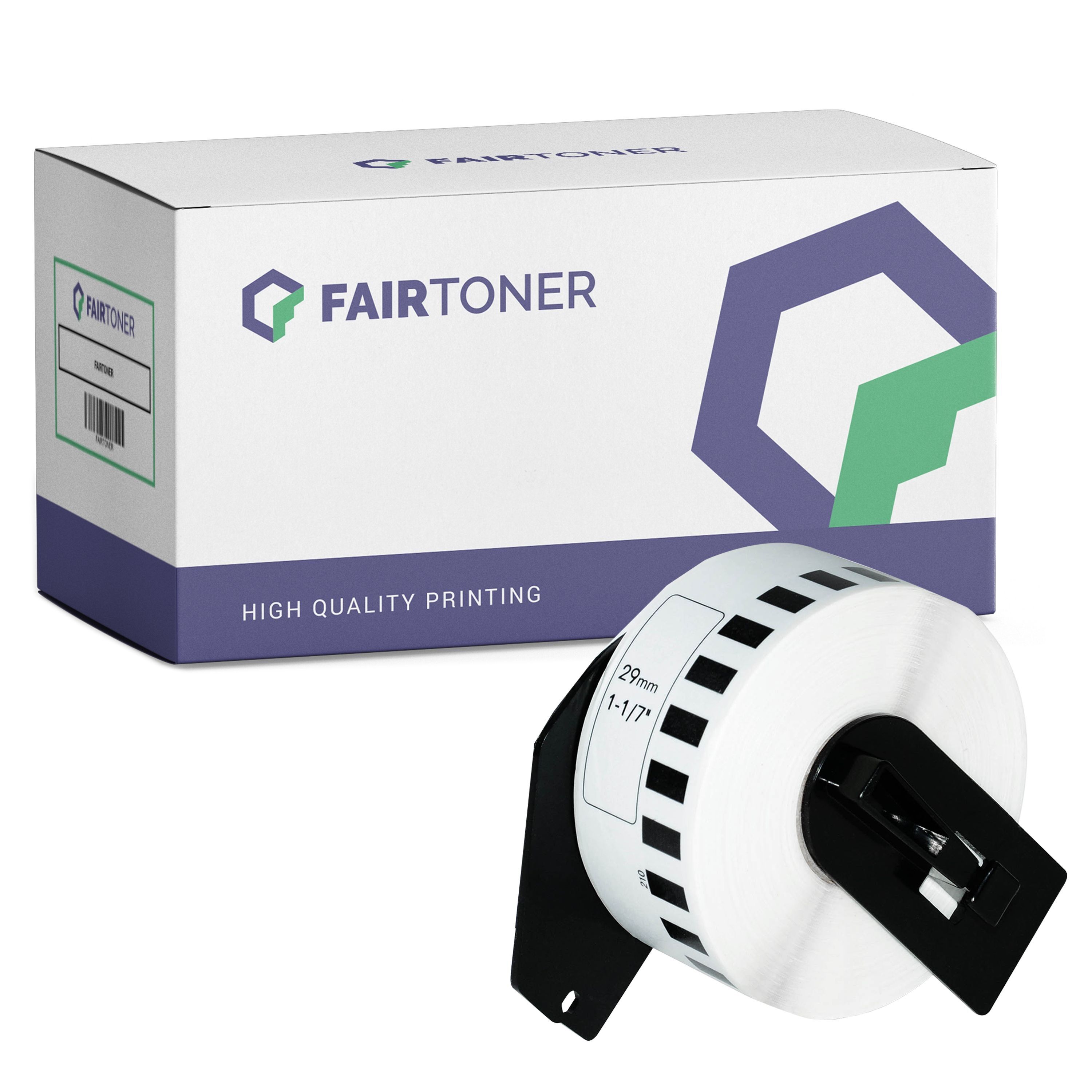FairToner Kompatibel zu Brother P-Touch QL 710 WSP (DK-22210) Etikett 1x (29mm x 30.48m) WeiÃŸ
