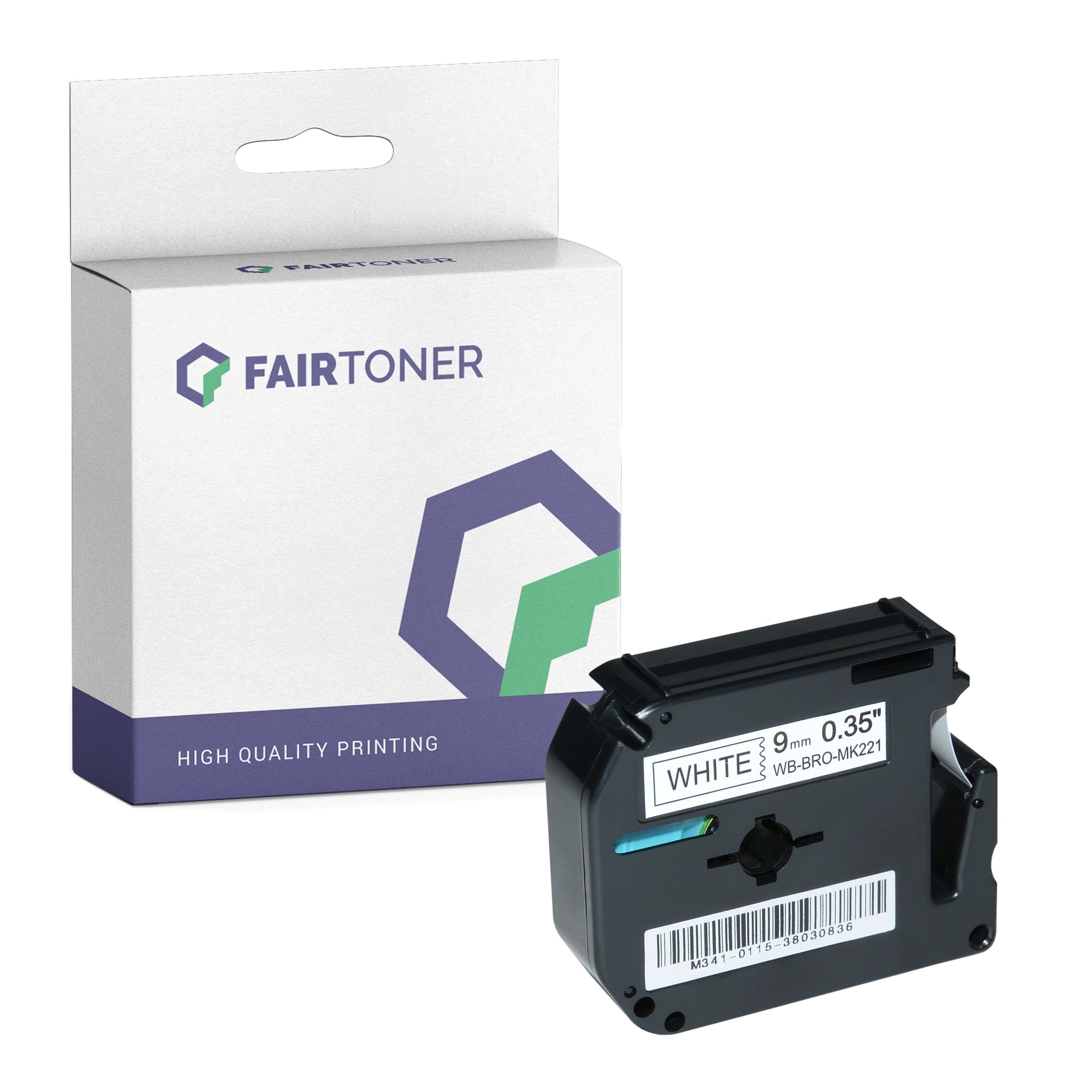 FairToner Kompatibel zu Brother P-Touch 90 (MK-221BZ) Schriftband 9mm/8m Schwarz auf Weiss