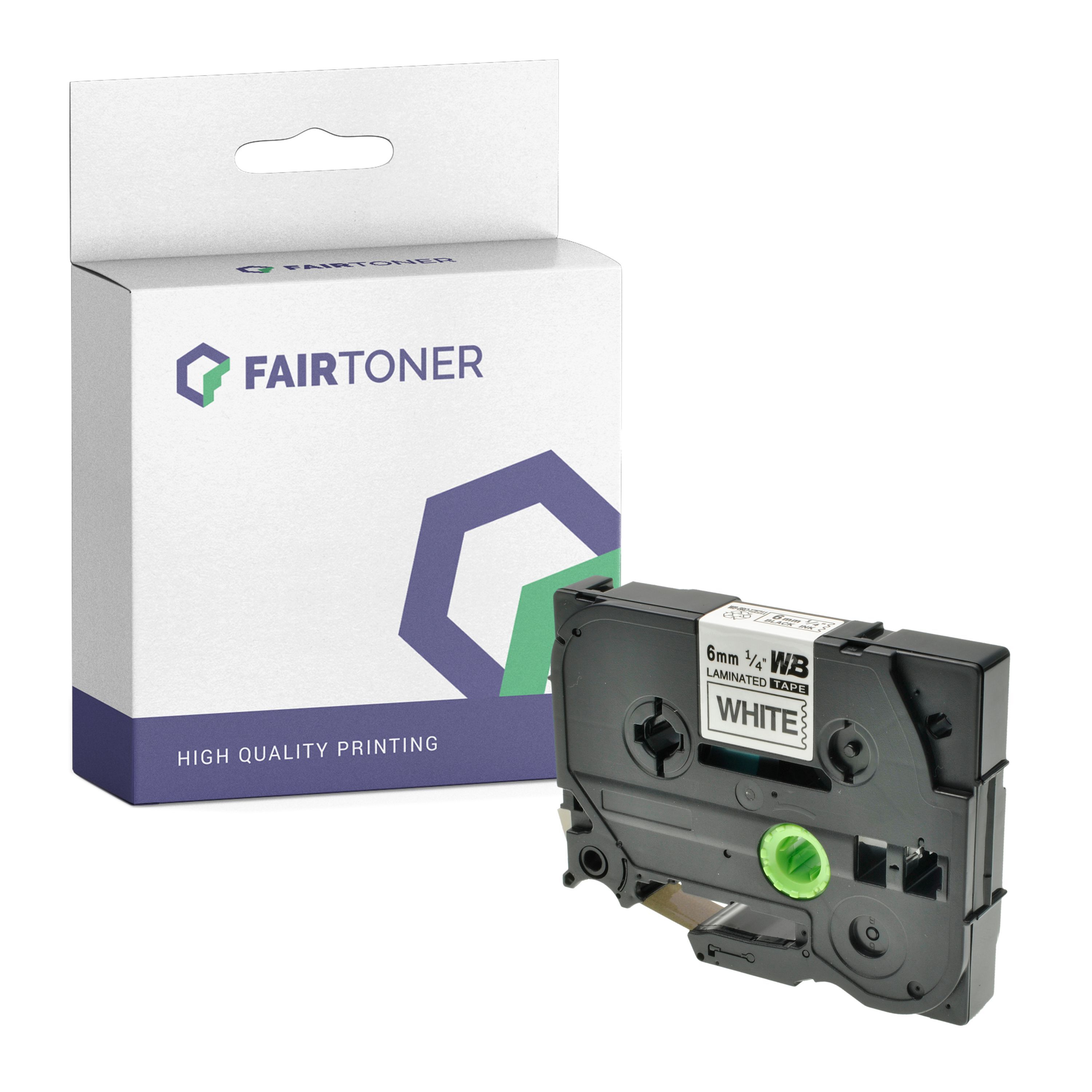 FairToner Kompatibel zu Brother P-Touch 2450 Series (TZE-211) Schriftband 6mm/8m Schwarz auf Weiss