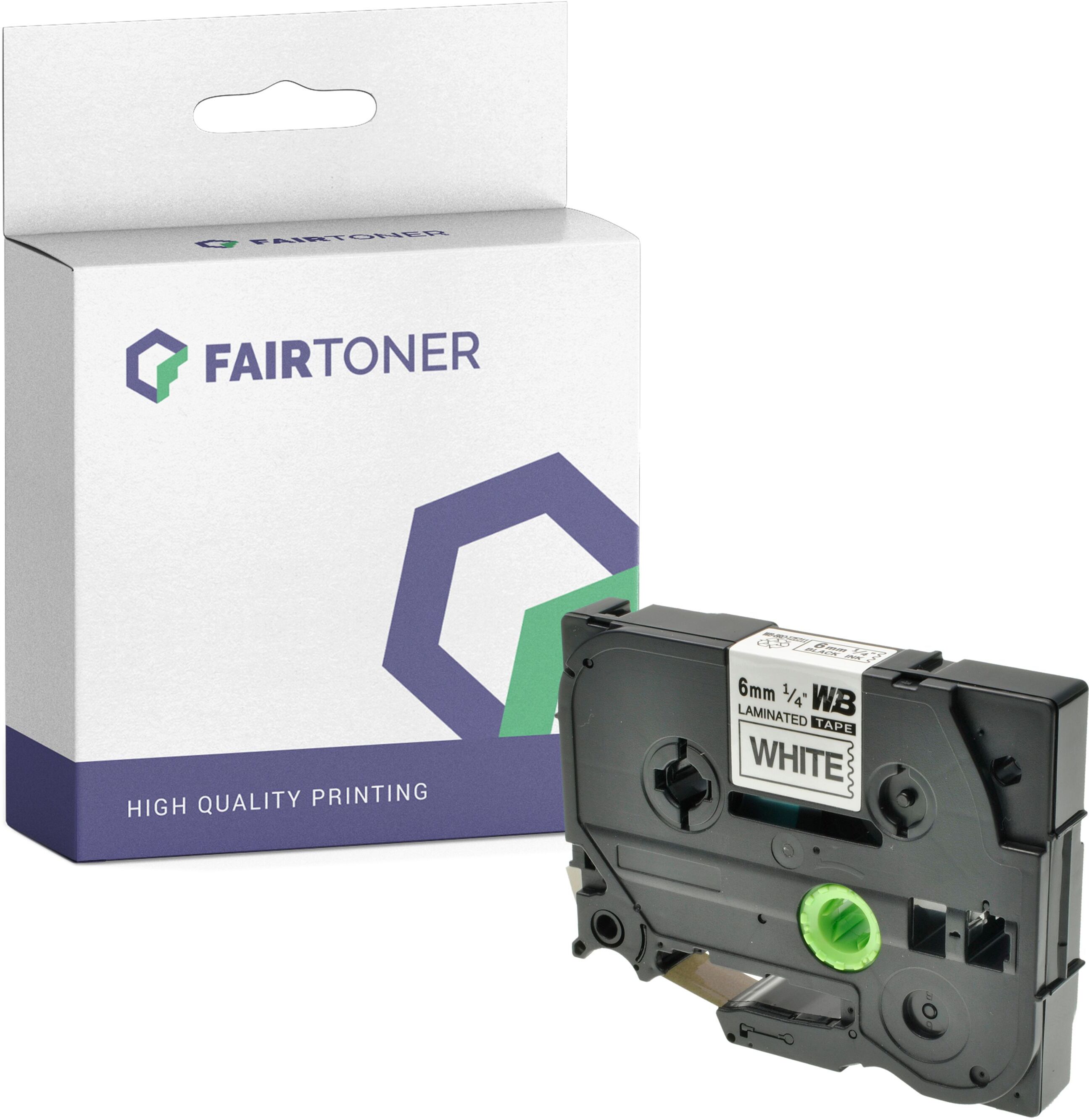 FairToner Kompatibel zu Brother P-Touch 1290 Series (TZE-211) Schriftband 6mm/8m Schwarz auf Weiss