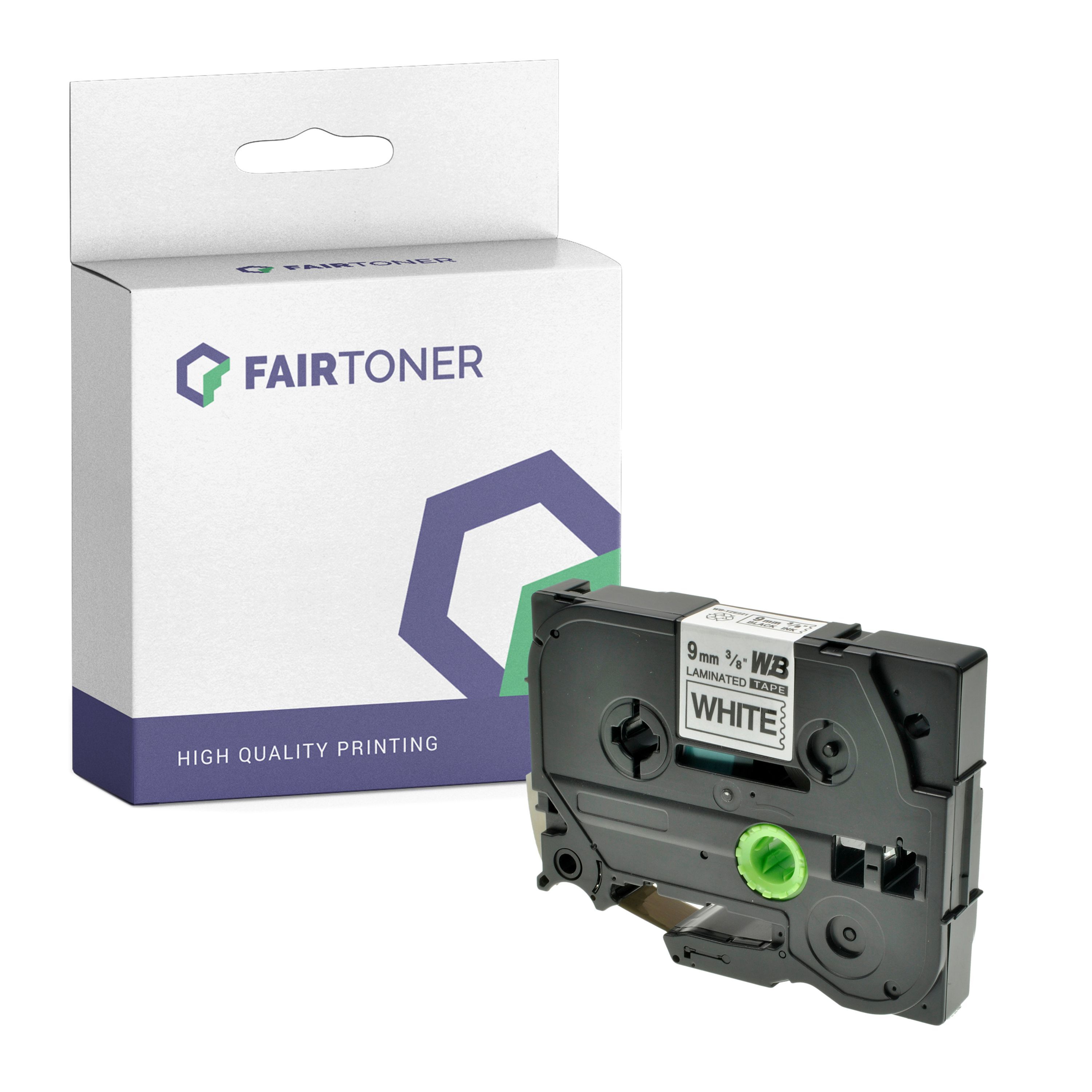 FairToner Kompatibel zu Brother P-Touch H 100 Series (TZE-221) Schriftband 9mm/8m Schwarz auf Weiss