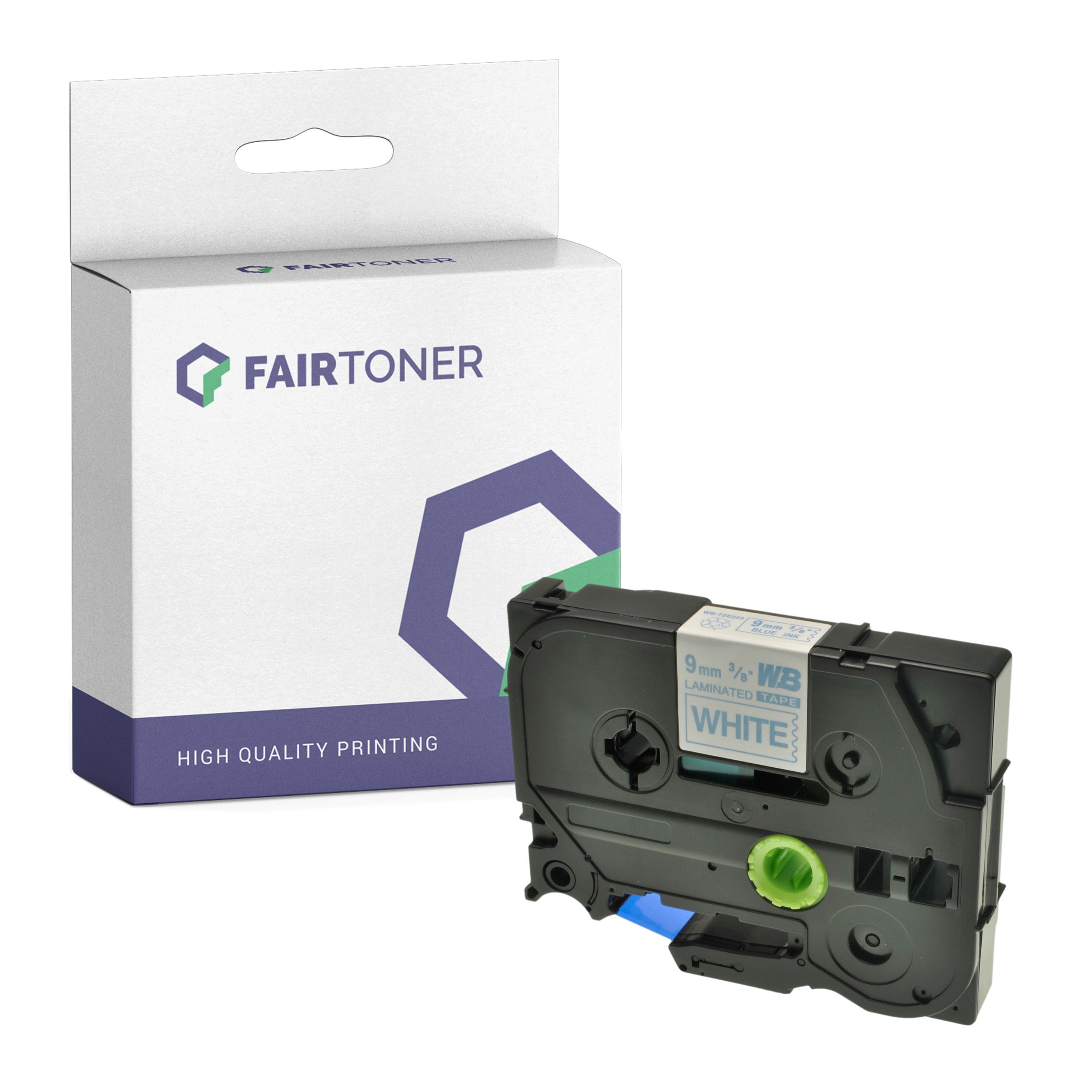 FairToner Kompatibel zu Brother P-Touch 1200 (TZE-223) Schriftband 9mm/8m Blau auf Weiss