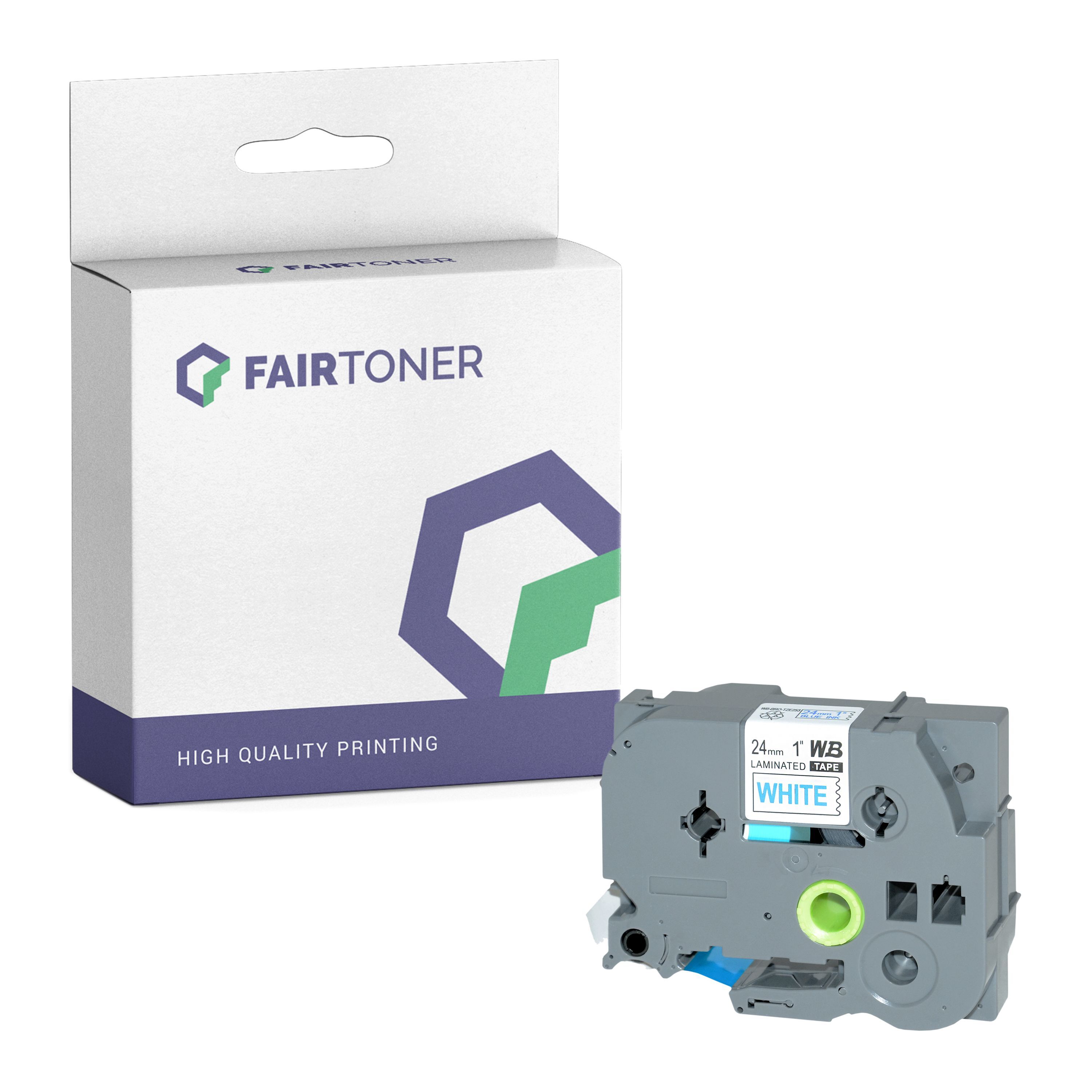 FairToner Kompatibel zu Brother P-Touch 9200 Series (TZE-253) Schriftband 24mm/8m Blau auf Weiss