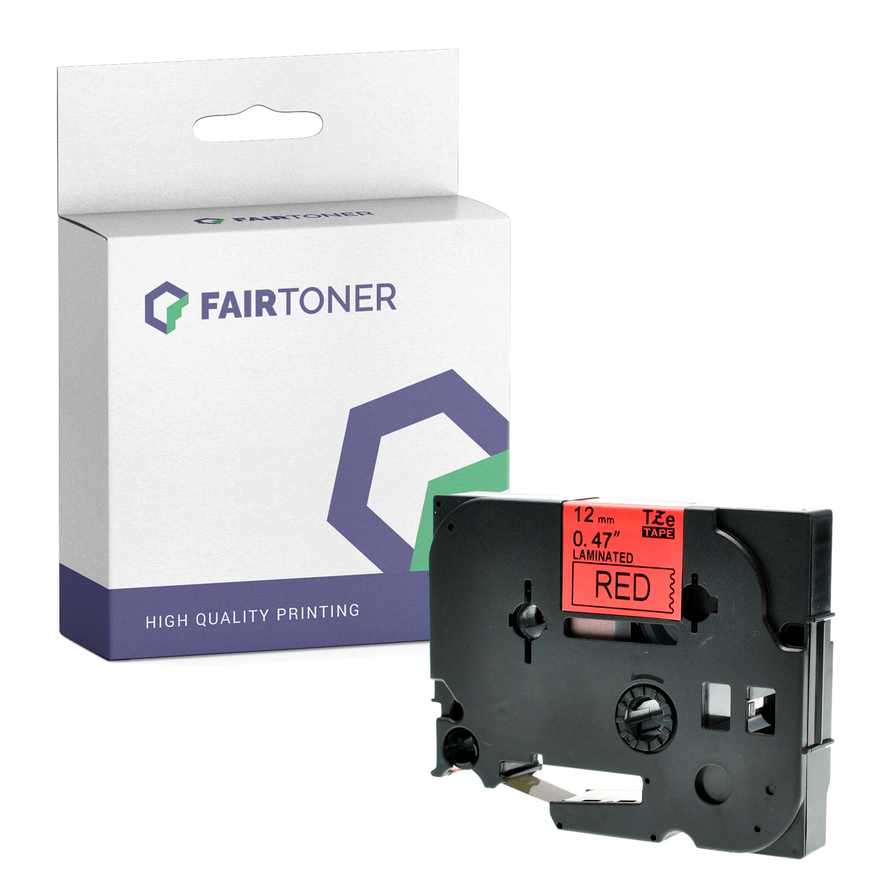 FairToner Kompatibel zu Brother P-Touch E 500 VP (TZE-431) Schriftband 12mm/8m Schwarz auf Rot