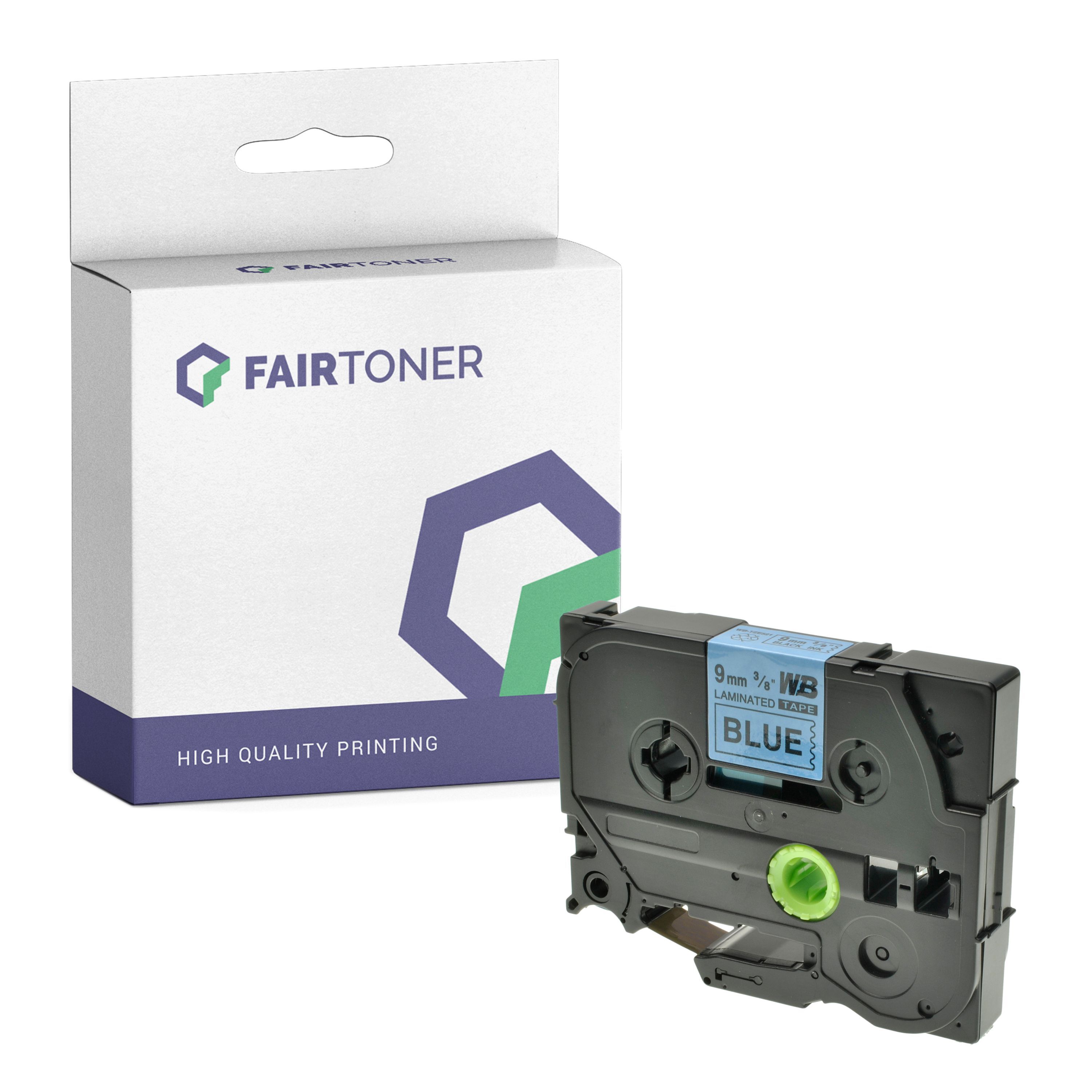 FairToner Kompatibel zu Brother P-Touch 1250 (TZE-521) Schriftband 9mm/8m Schwarz auf Blau