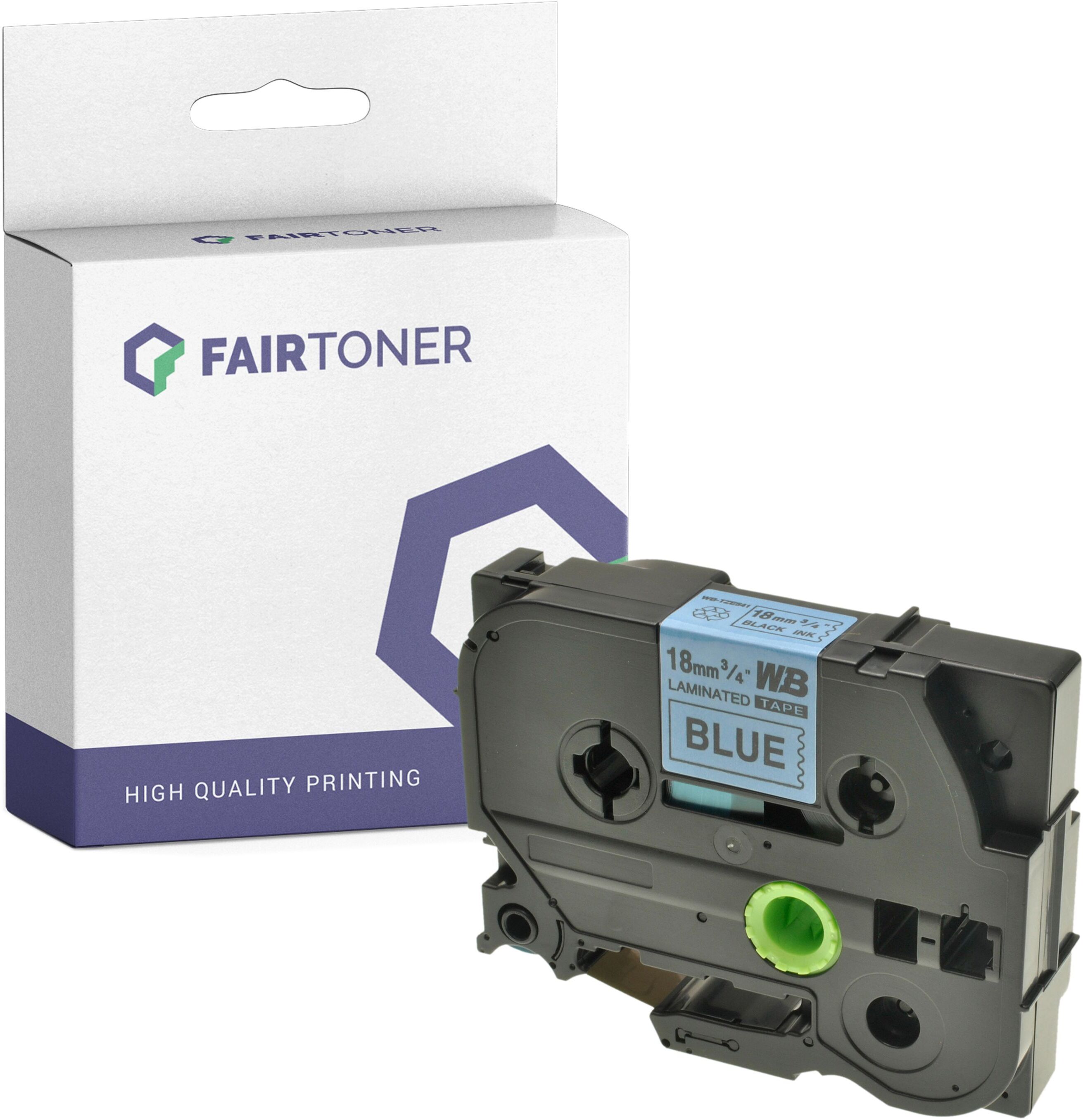 FairToner Kompatibel fÃ¼r Brother TZE-541 Schriftband 18mm/8m Schwarz auf Blau