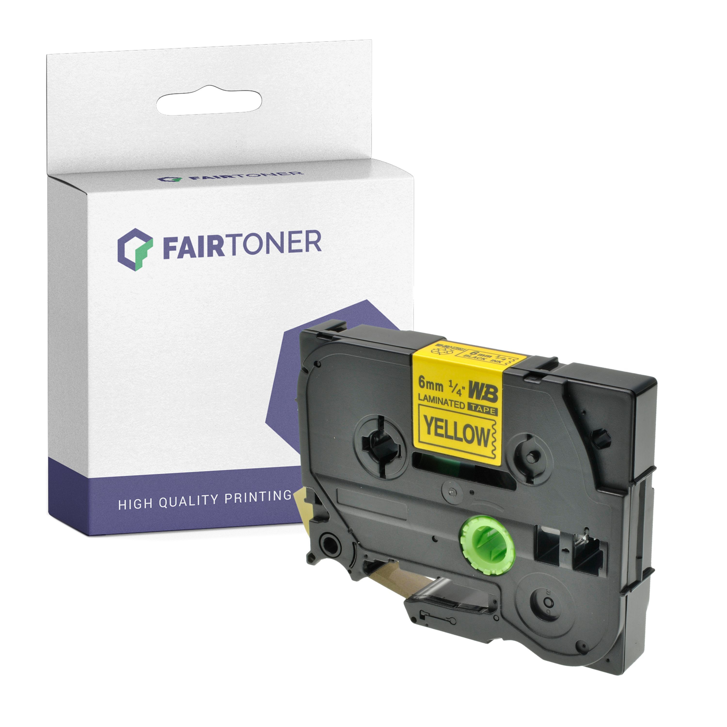 FairToner Kompatibel zu Brother P-Touch H 101 LB (TZE-611) Schriftband 6mm/8m Schwarz auf Gelb