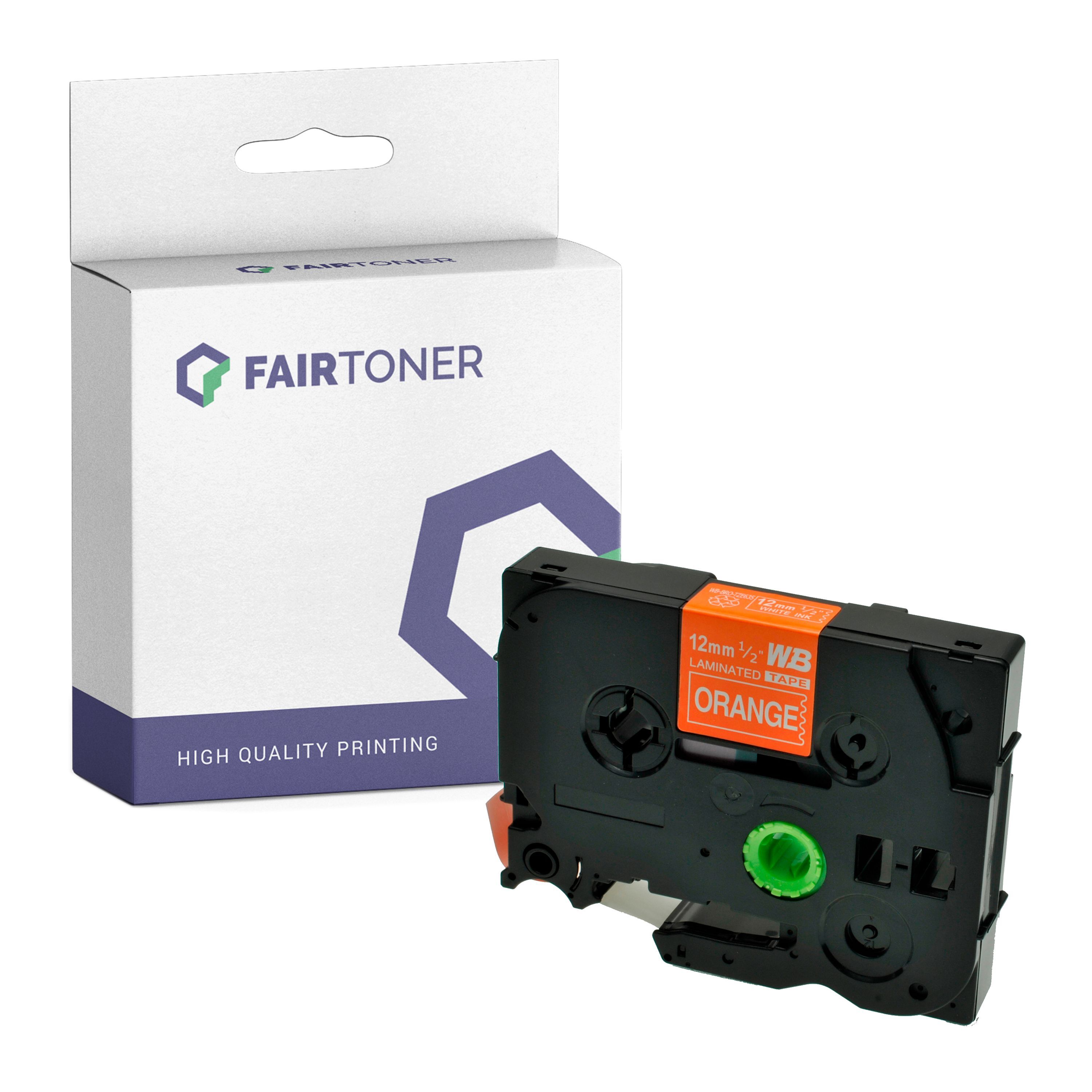FairToner Kompatibel zu Brother P-Touch GL 1000 (TZE-635) Schriftband 12mm/8m Weiss auf Orange