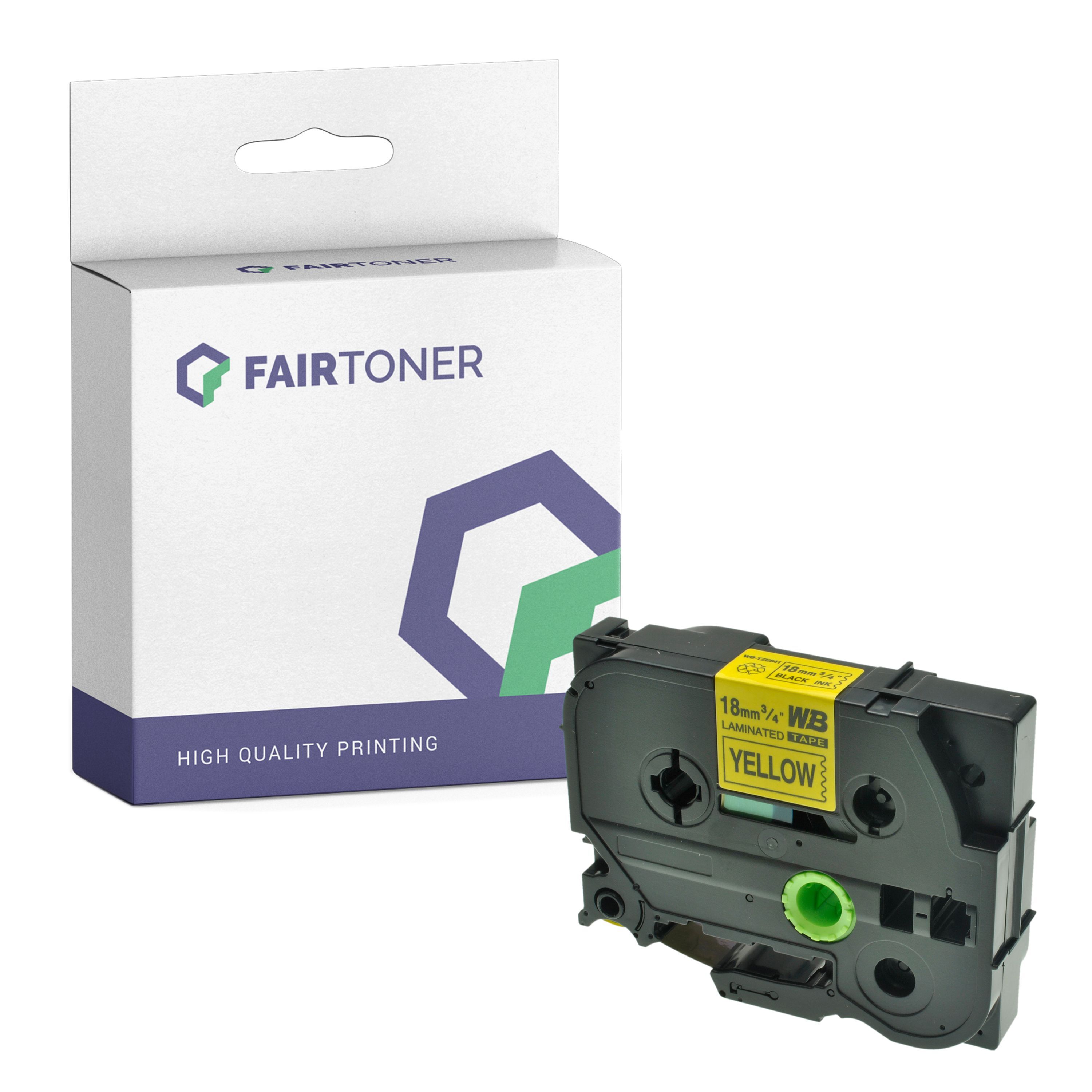 FairToner Kompatibel zu Brother P-Touch 2430 PC (TZE-641) Schriftband 18mm/8m Schwarz auf Gelb