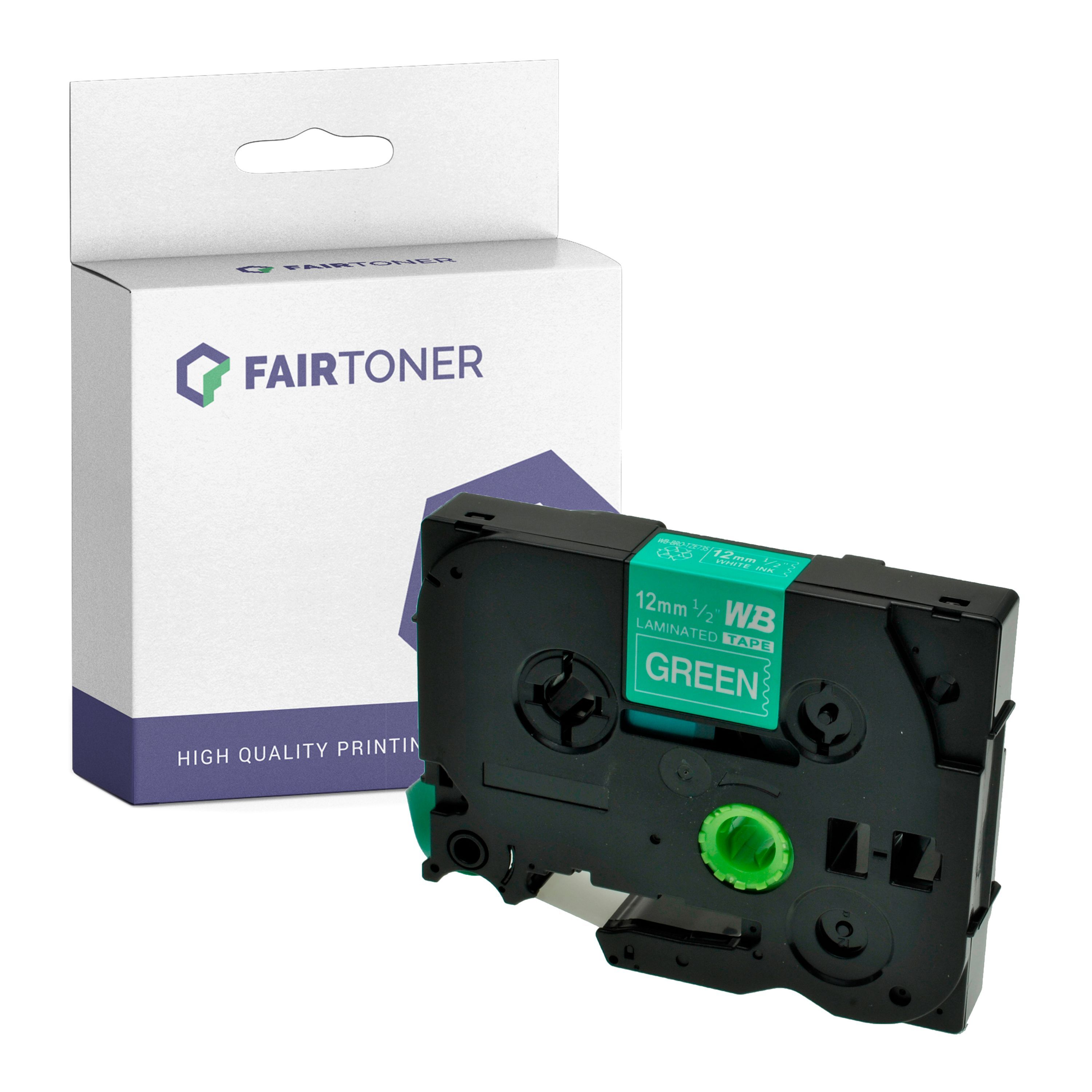 FairToner Kompatibel zu Brother P-Touch P 300 BT (TZE-735) Schriftband 12mm/8m Weiss auf GrÃ¼n