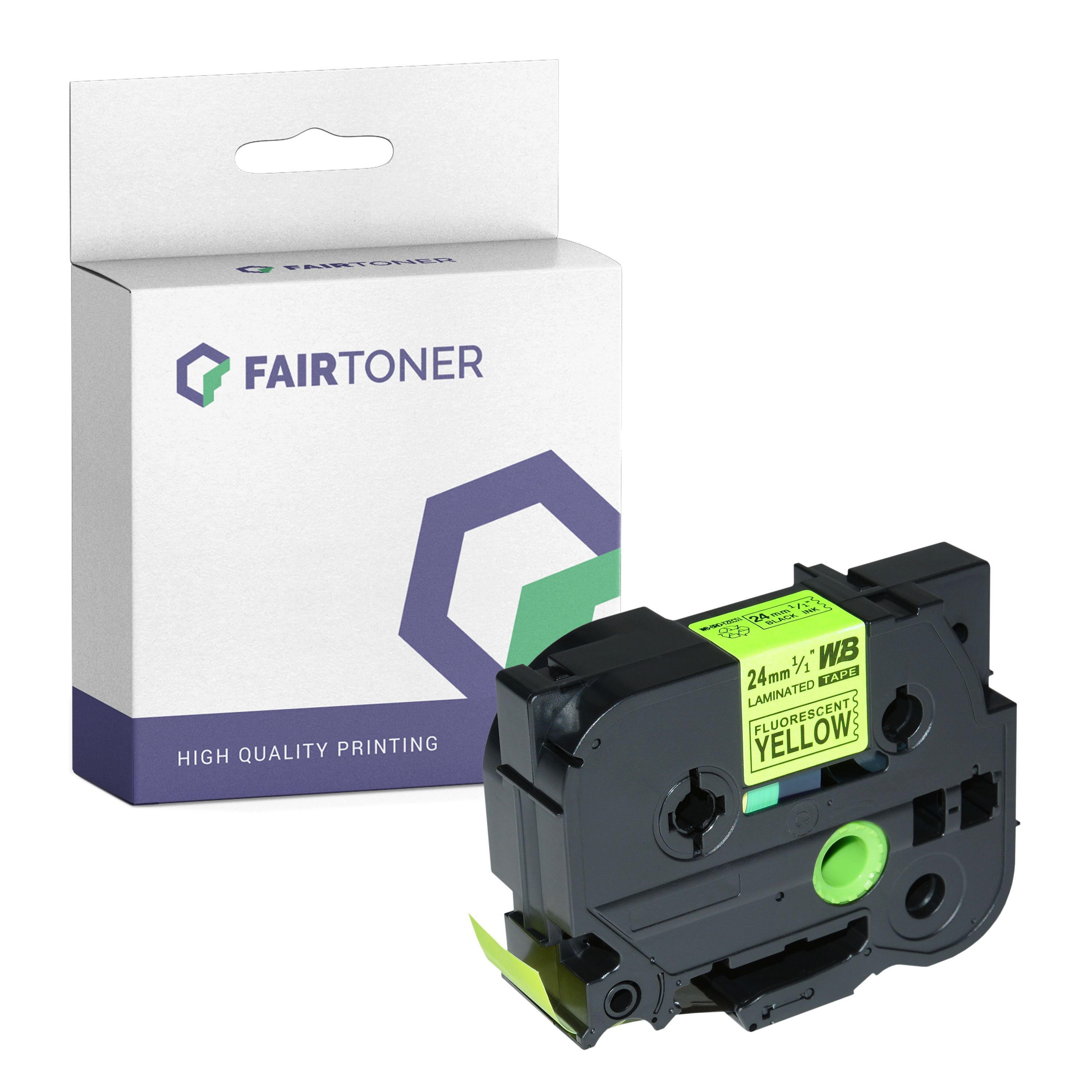 FairToner Kompatibel zu Brother P-Touch RL 700 S (TZE-C51) Schriftband 24mm/8m Schwarz auf Gelb