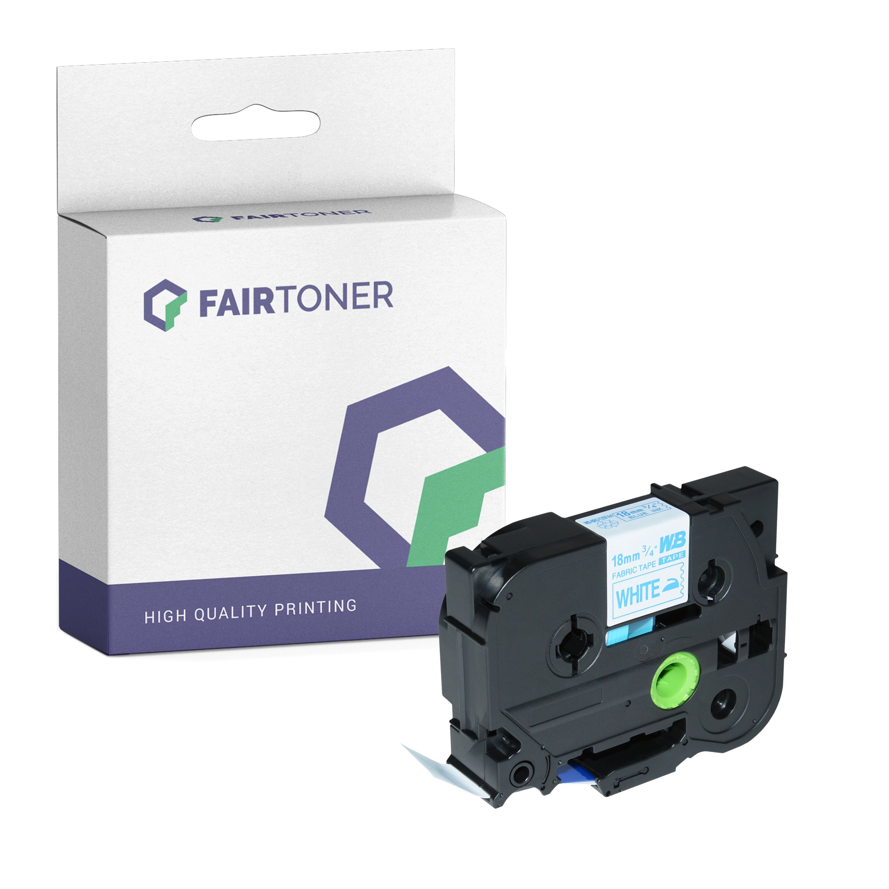 FairToner Kompatibel zu Brother P-Touch 9800 PCN (TZE-FA4B) Schriftband 18mm/3m Blau auf Weiss