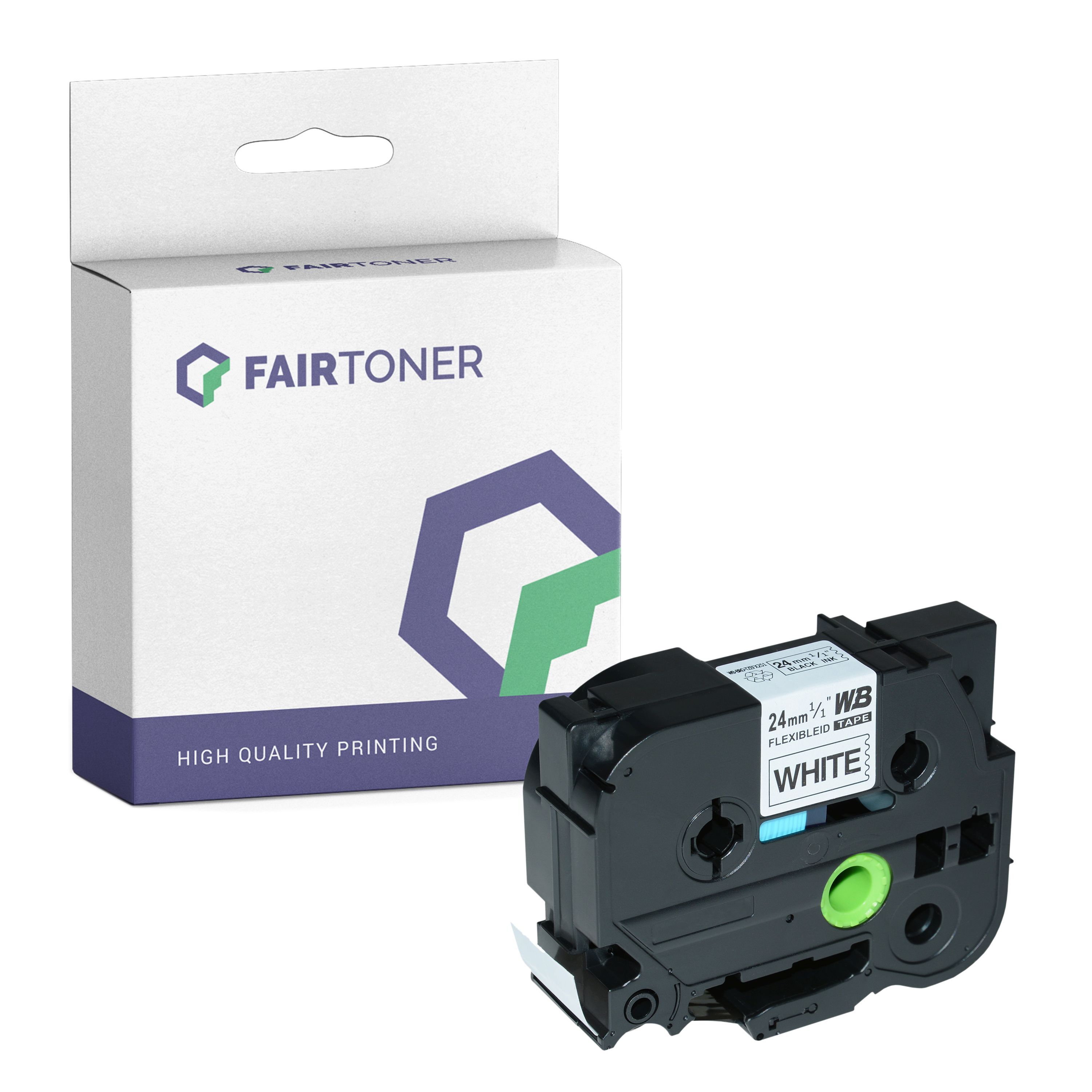 FairToner Kompatibel zu Brother P-Touch PT-P 900 Series (TZE-FX251) Schriftband 24mm/8m Schwarz auf Weiss