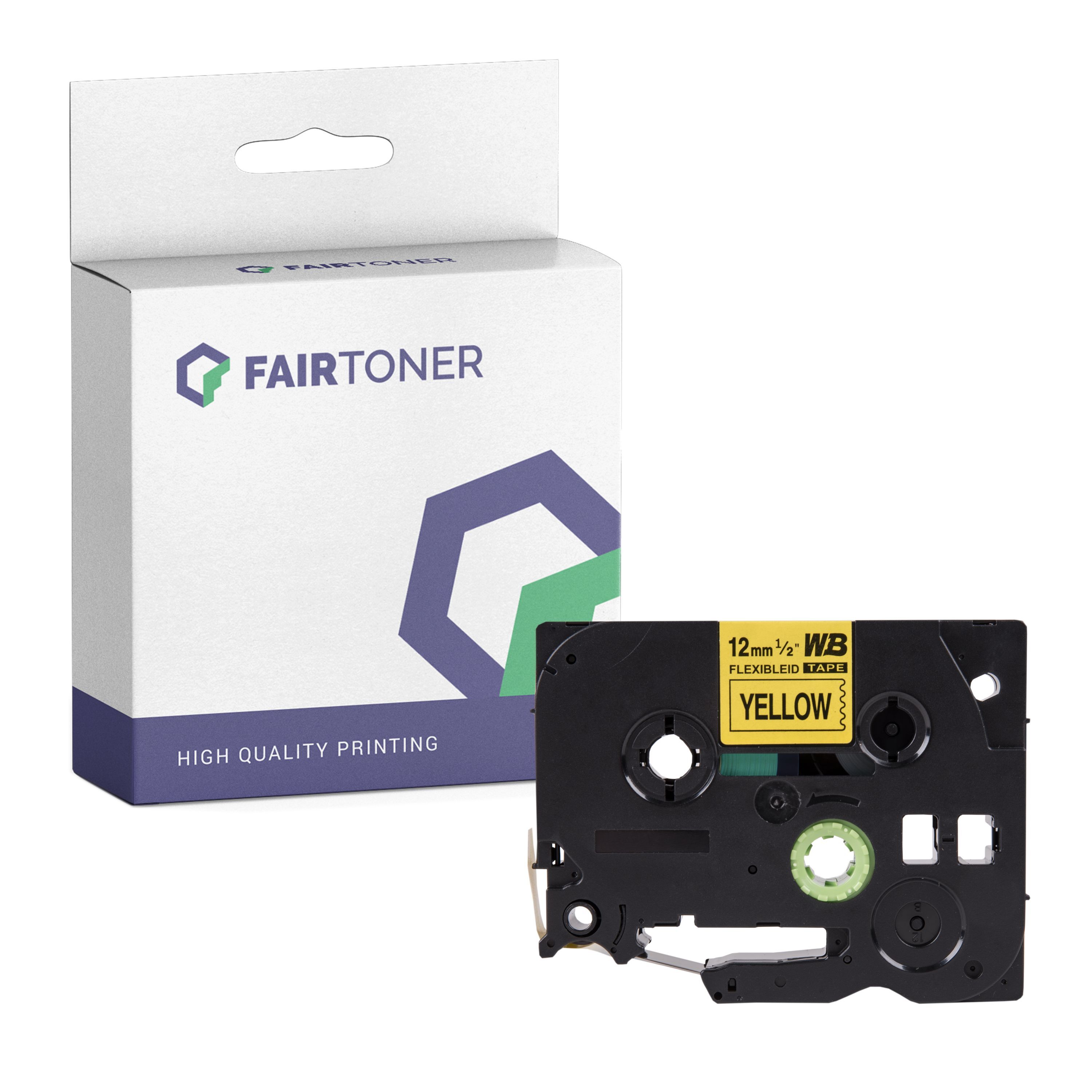 FairToner Kompatibel zu Brother P-Touch 1005 F (TZE-FX631) Schriftband 12mm/8m Schwarz auf Gelb