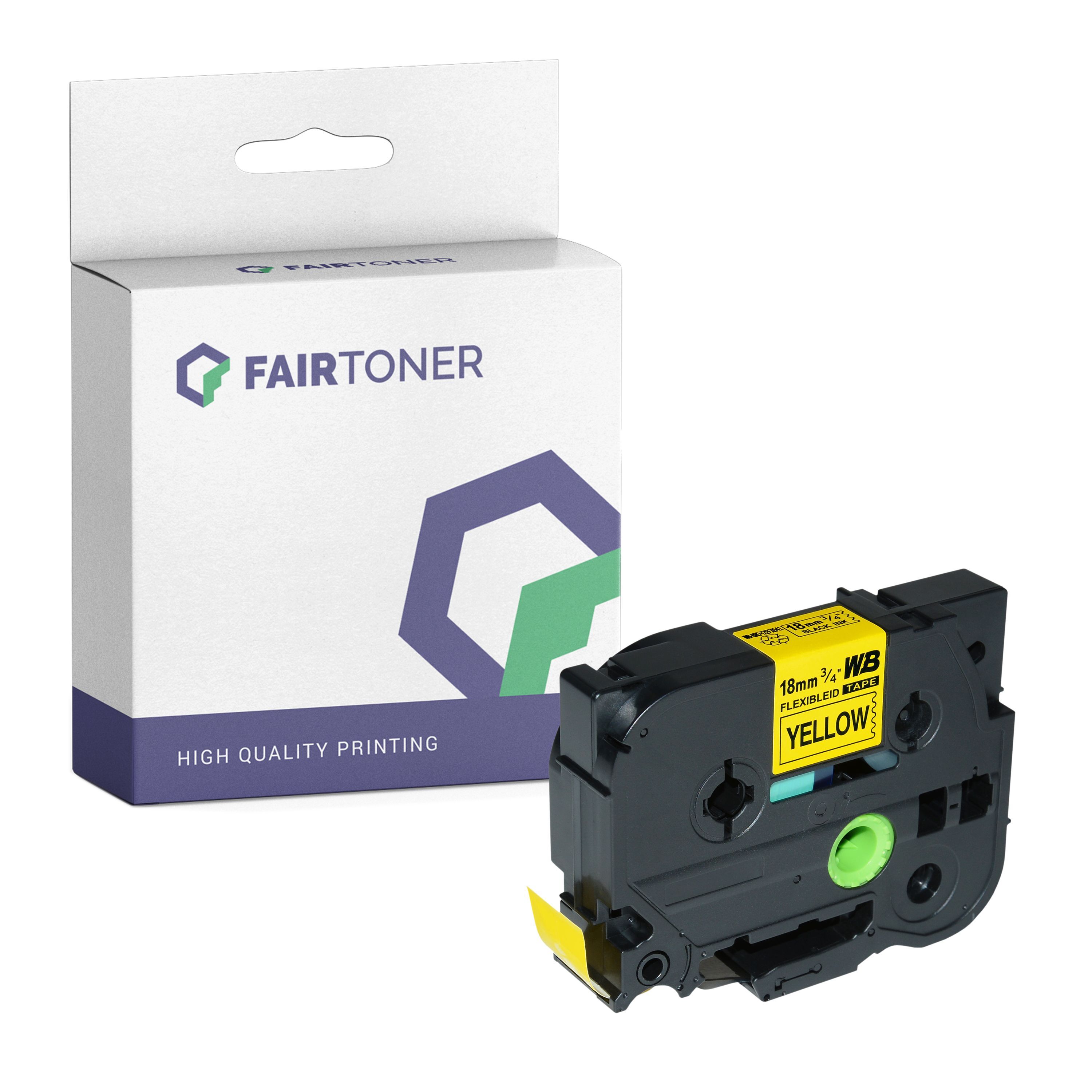 FairToner Kompatibel zu Brother P-Touch PT-P 900 NW (TZE-FX641) Schriftband 18mm/8m Schwarz auf Gelb