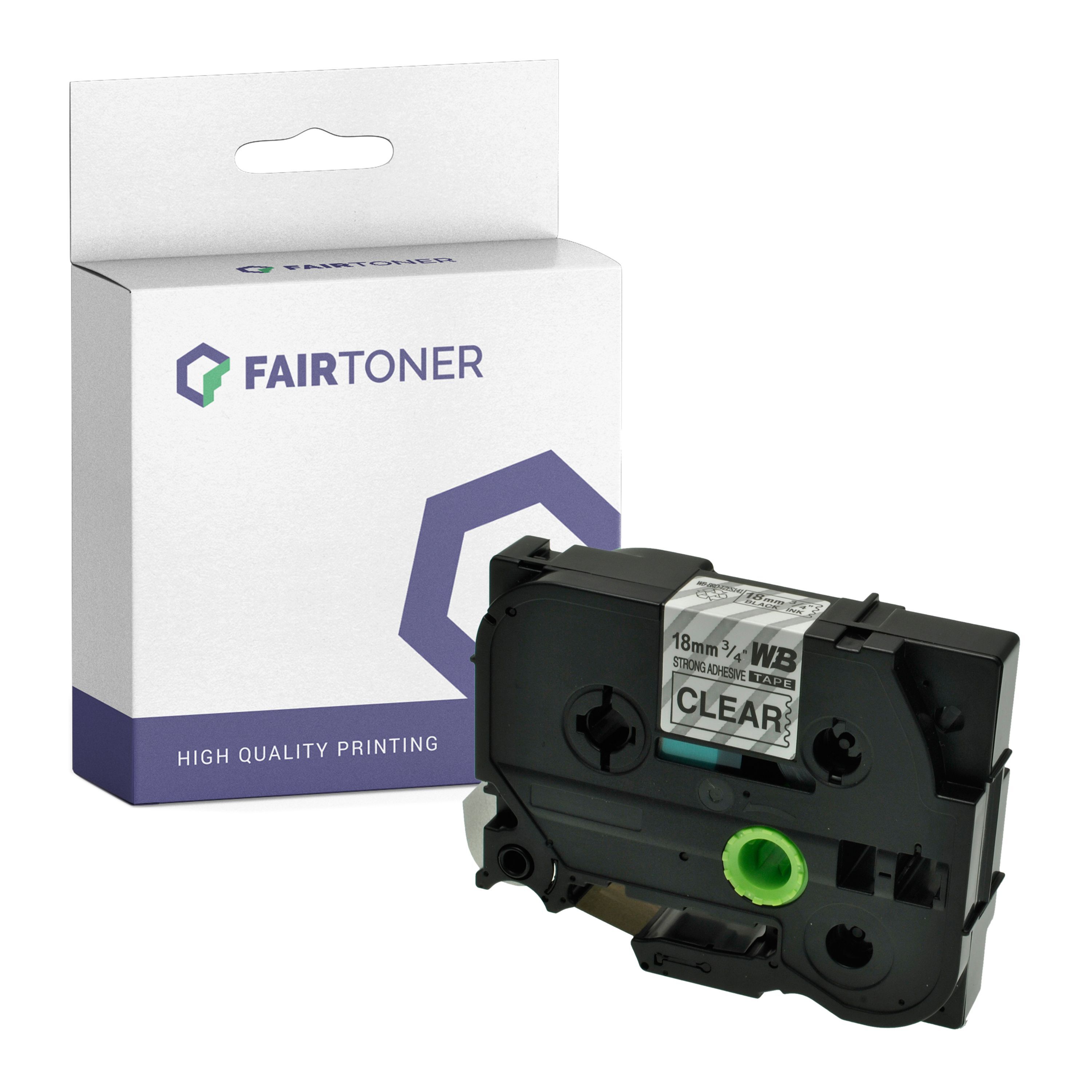 FairToner Kompatibel zu Brother P-Touch 2470 (TZE-S141) Schriftband 18mm/8m Schwarz auf Transparent