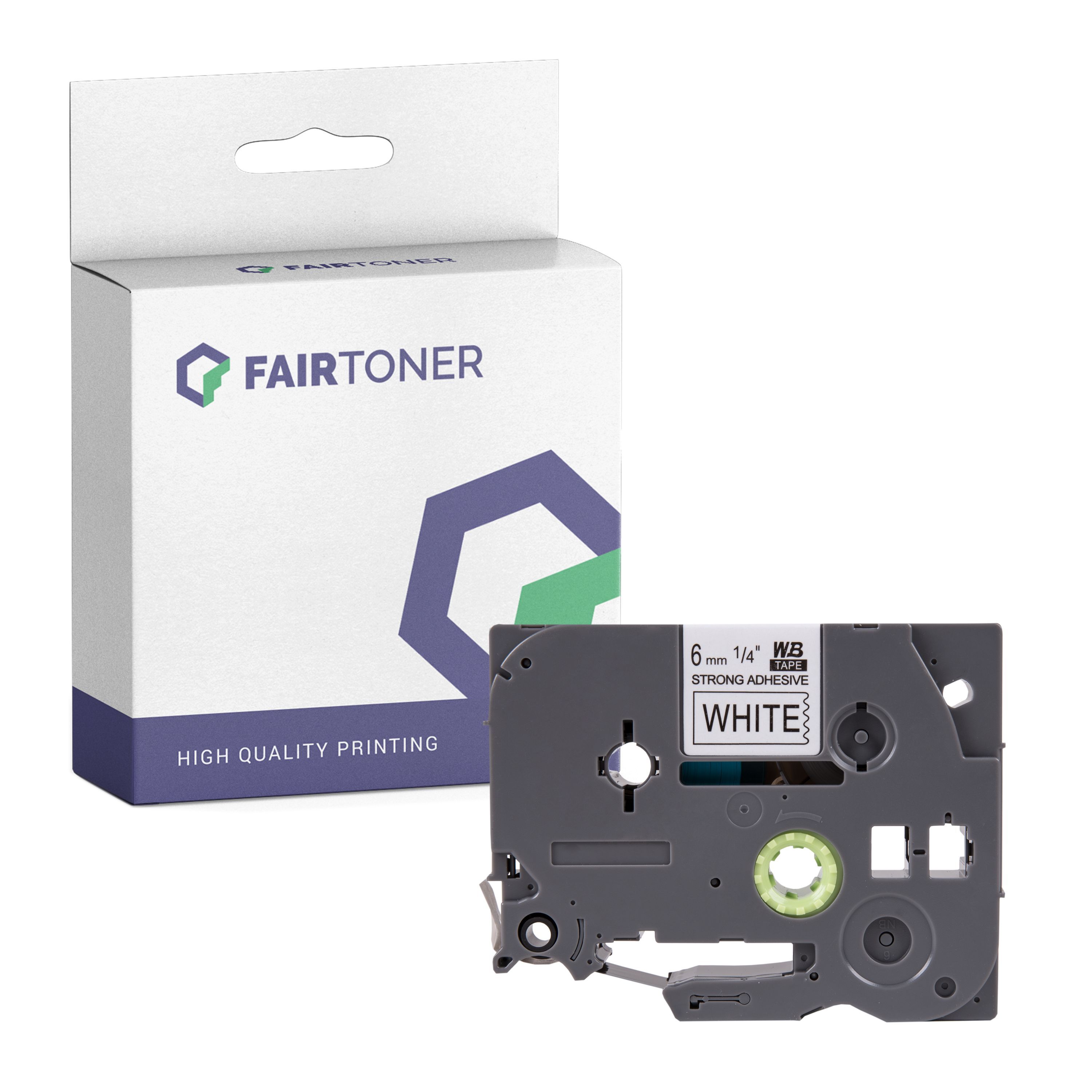 FairToner Kompatibel zu Brother P-Touch 300 SP (TZE-S211) Schriftband 6mm/8m Schwarz auf Weiss