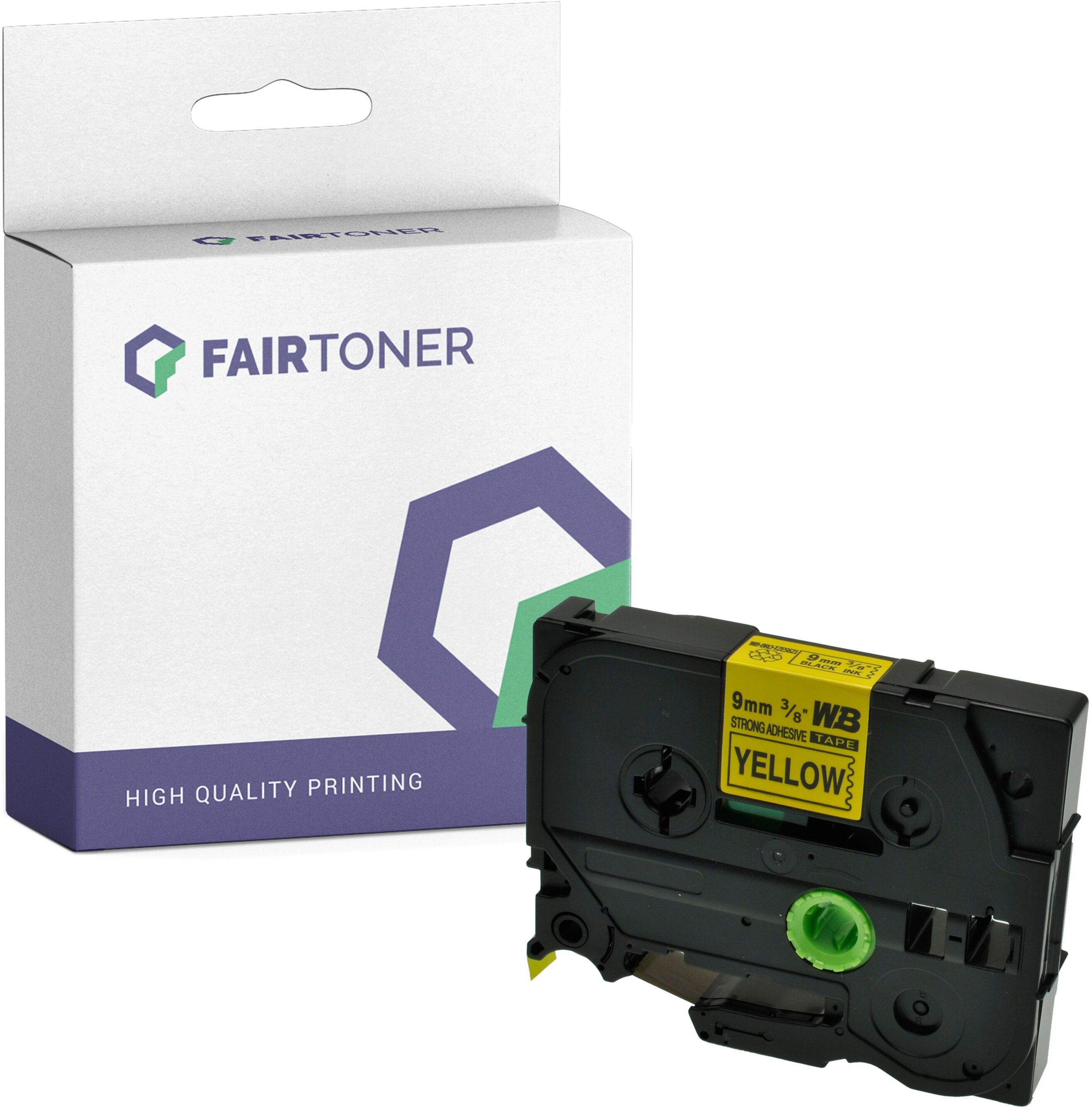 FairToner Kompatibel zu Brother P-Touch 2470 (TZE-S621) Schriftband 9mm/8m Schwarz auf Gelb