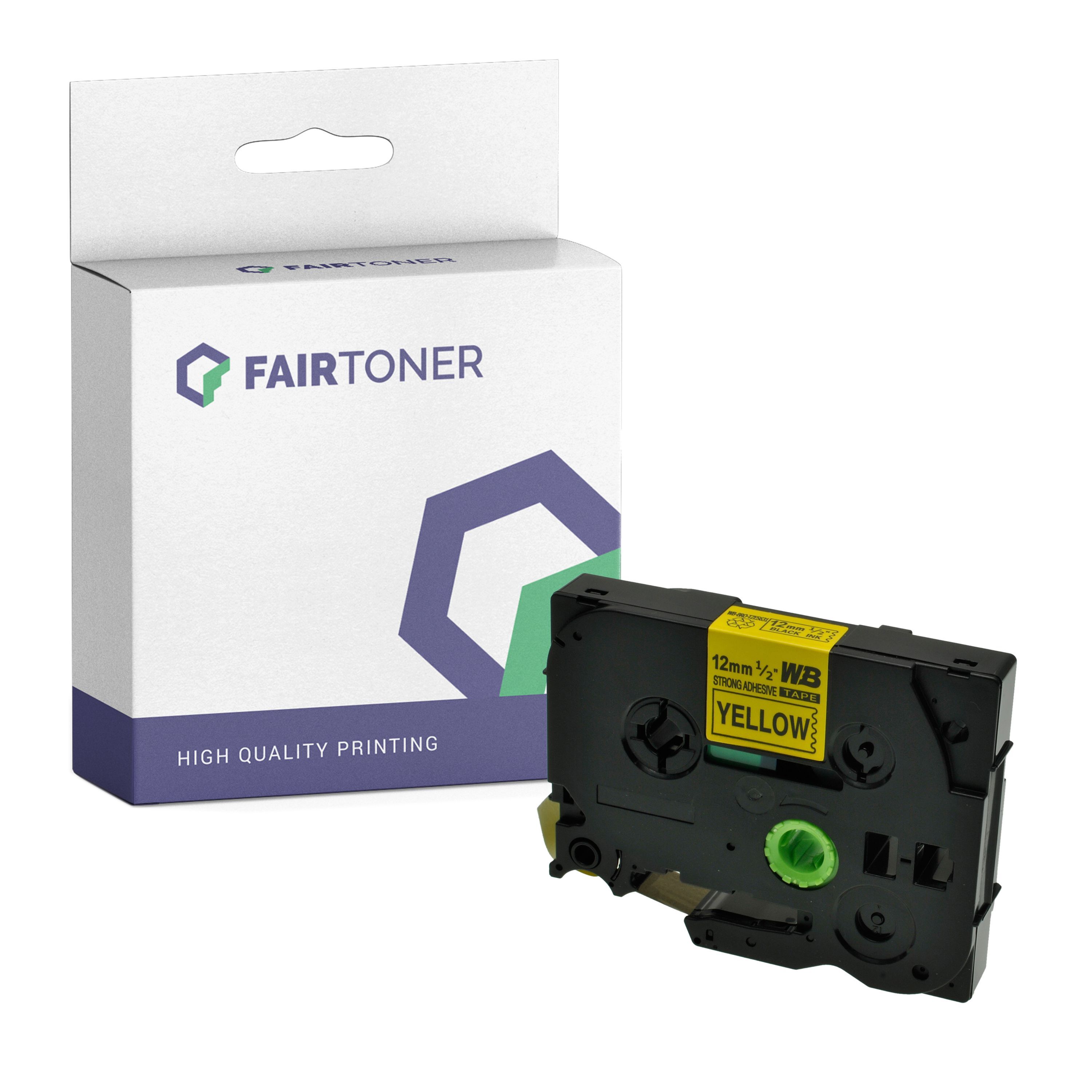 FairToner Kompatibel zu Brother P-Touch E 300 VP (TZE-S631) Schriftband 12mm/8m Schwarz auf Gelb