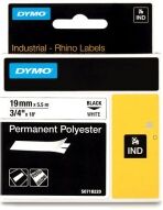 Dymo 18484 IND Rhino 19mm permanent polyester tape, black on white (original)