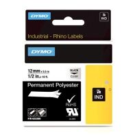 Dymo 622289 IND Rhino 12mm permanent polyester tape, black on transparent (original)