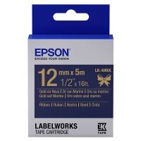 Epson LK 4HKK gold on navy blue satin ribbon tape, 12mm (original)