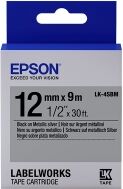 Epson LK 4SBM black on silver metallic tape, 12mm (original)